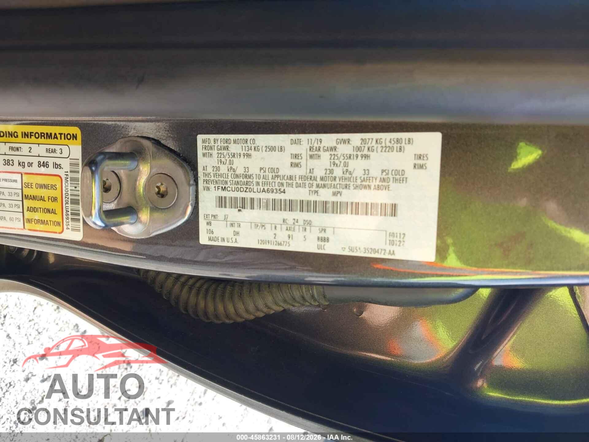 FORD ESCAPE 2020 - 1FMCU0DZ0LUA69354