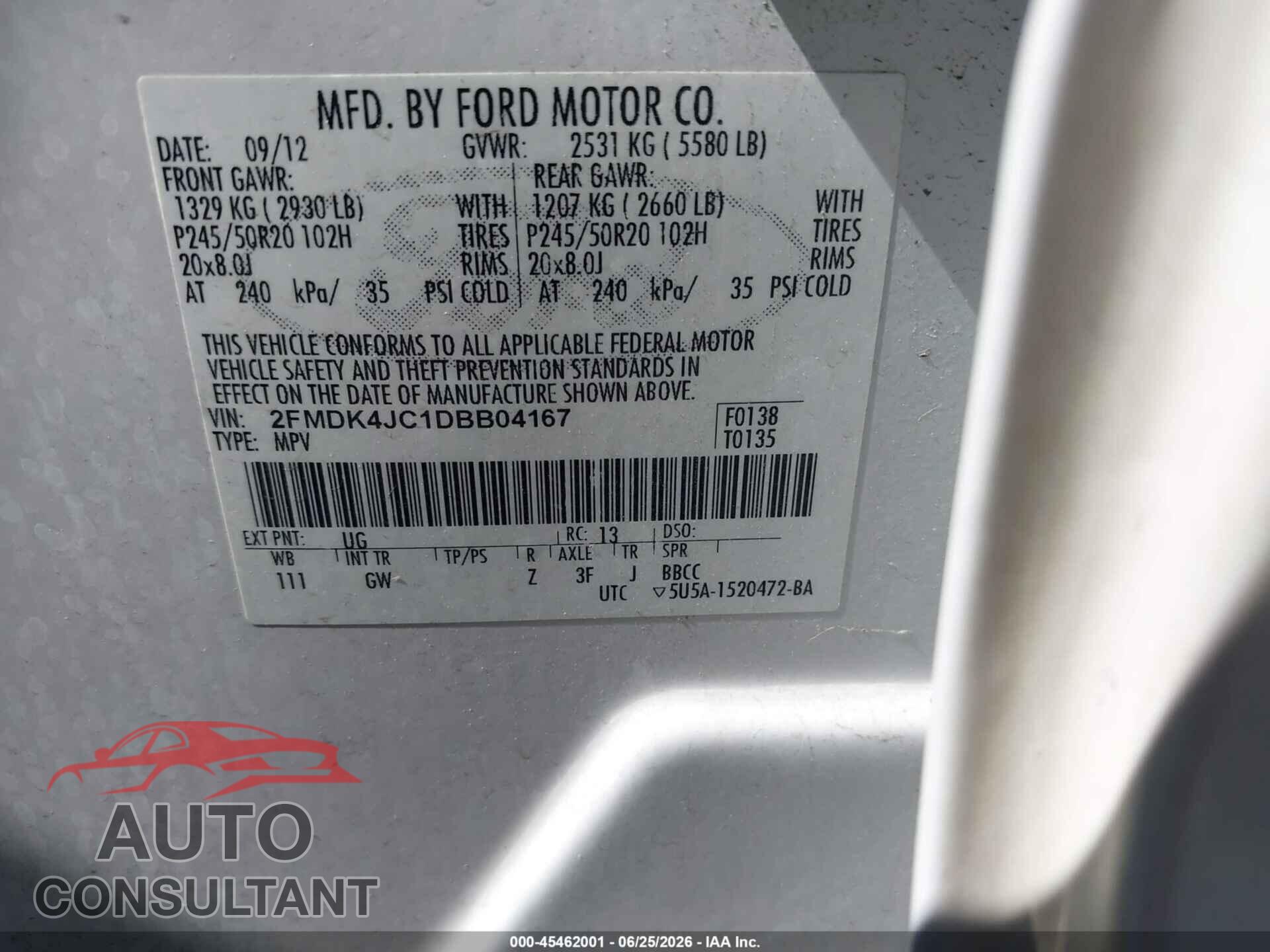FORD EDGE 2013 - 2FMDK4JC1DBB04167