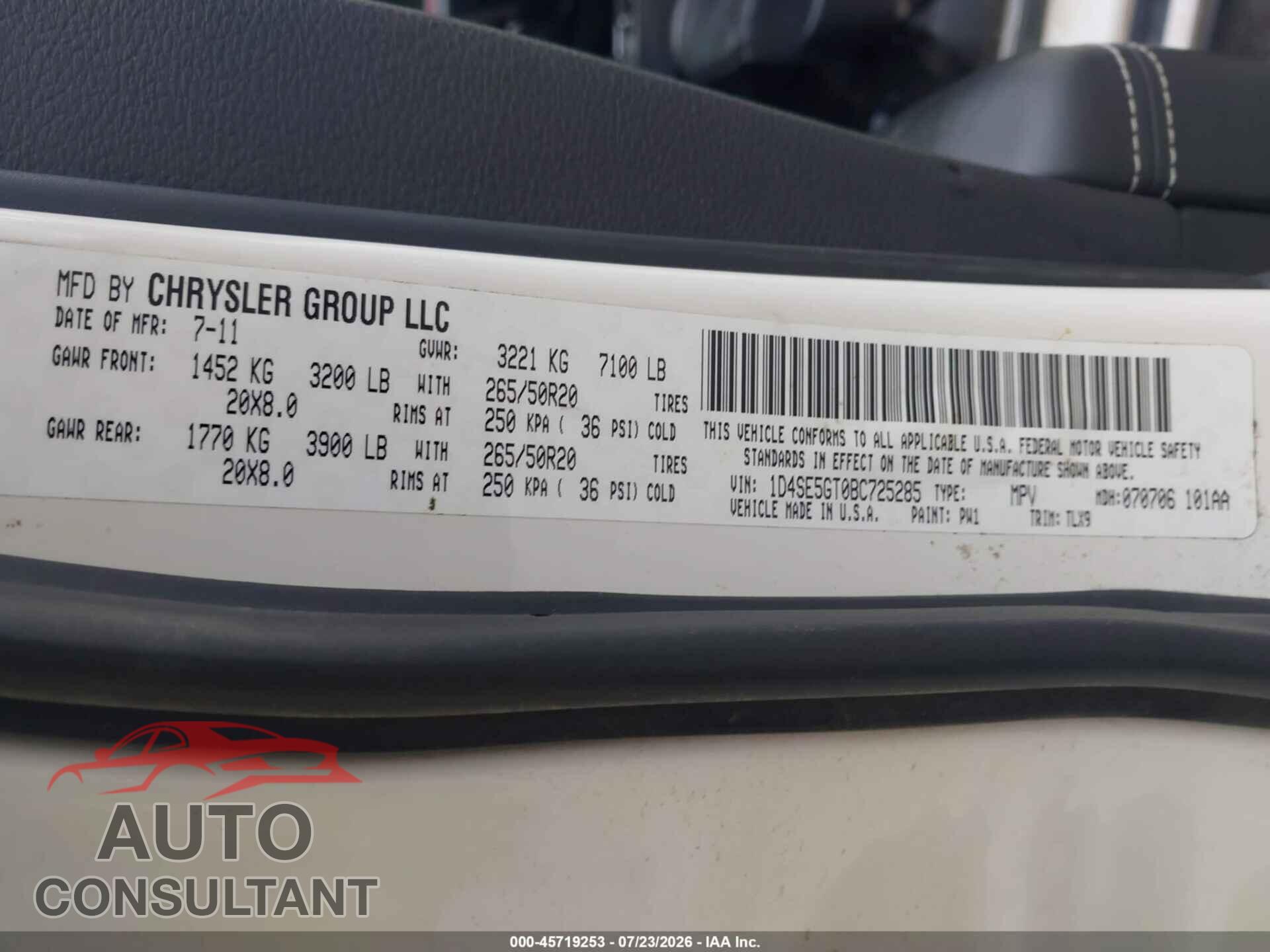 DODGE DURANGO 2011 - 1D4SE5GT0BC725285
