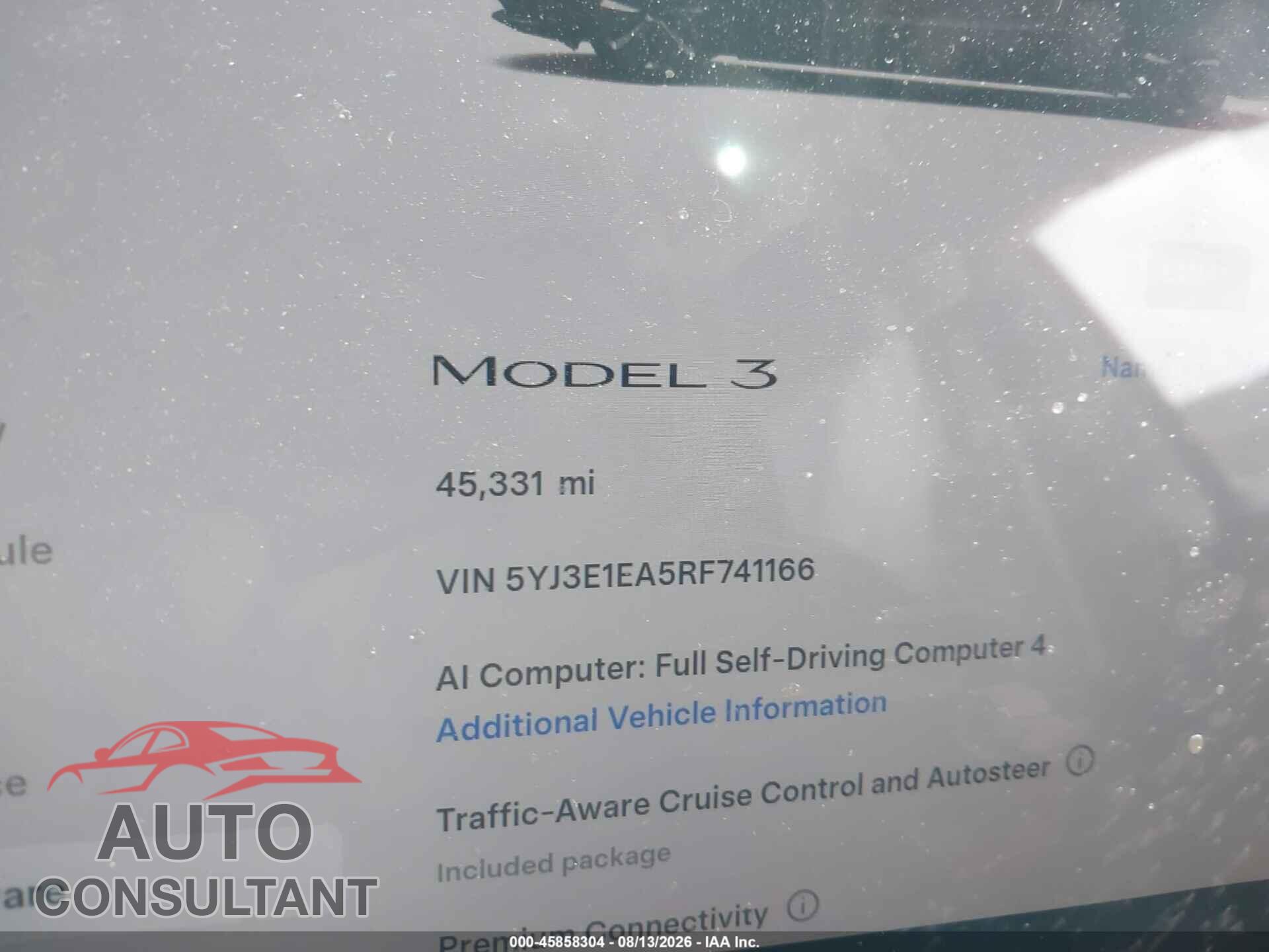 TESLA MODEL 3 2024 - 5YJ3E1EA5RF741166