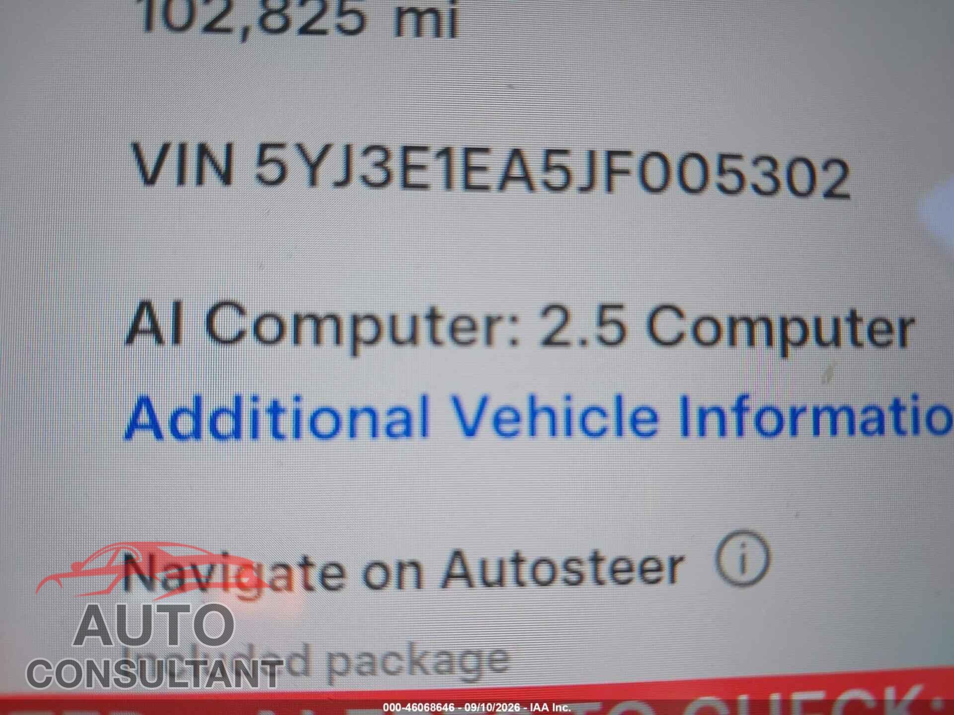 TESLA MODEL 3 2018 - 5YJ3E1EA5JF005302