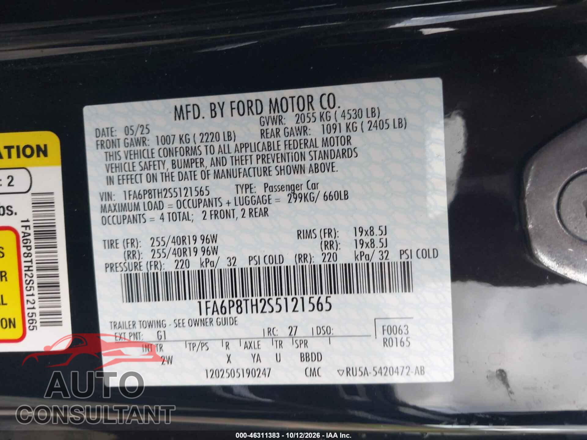 FORD MUSTANG 2025 - 1FA6P8TH2S5121565