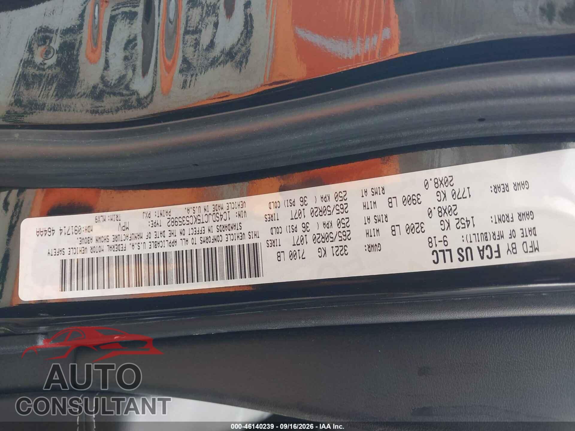 DODGE DURANGO 2019 - 1C4SDJCT5KC535982