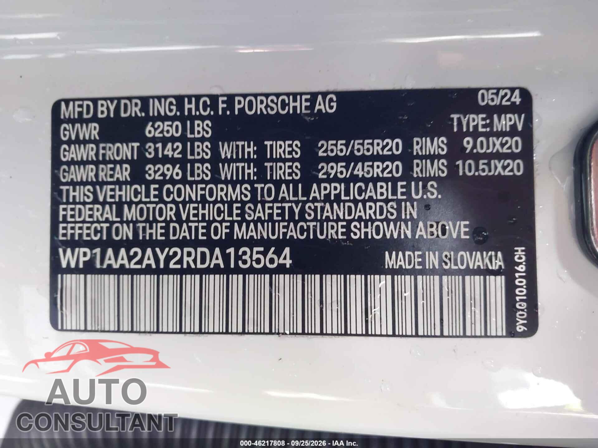 PORSCHE CAYENNE 2024 - WP1AA2AY2RDA13564