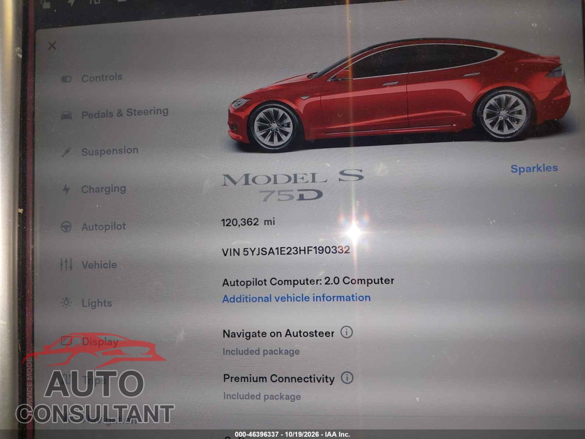 TESLA MODEL S 2017 - 5YJSA1E23HF190332
