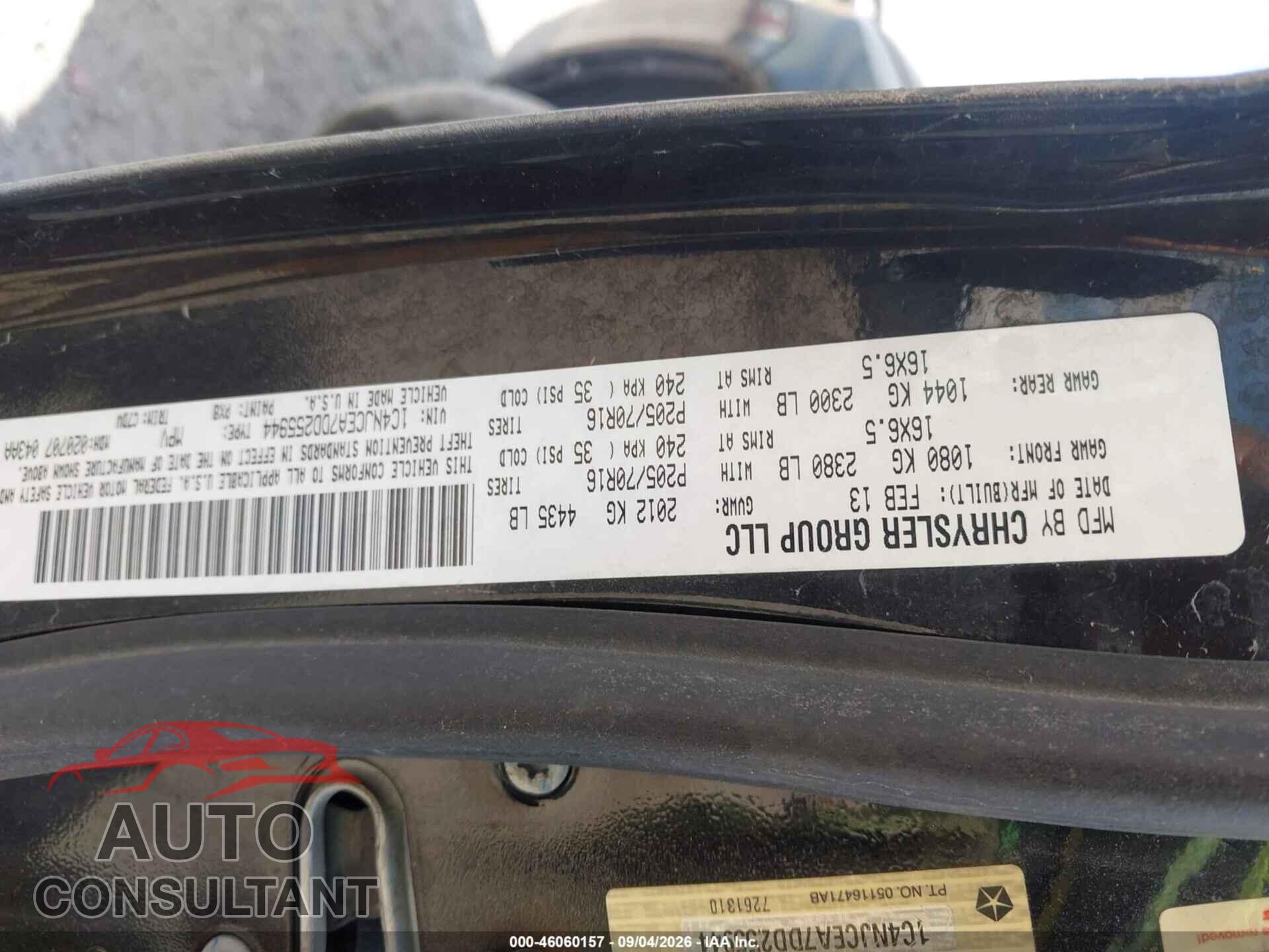 JEEP COMPASS 2013 - 1C4NJCEA7DD255944