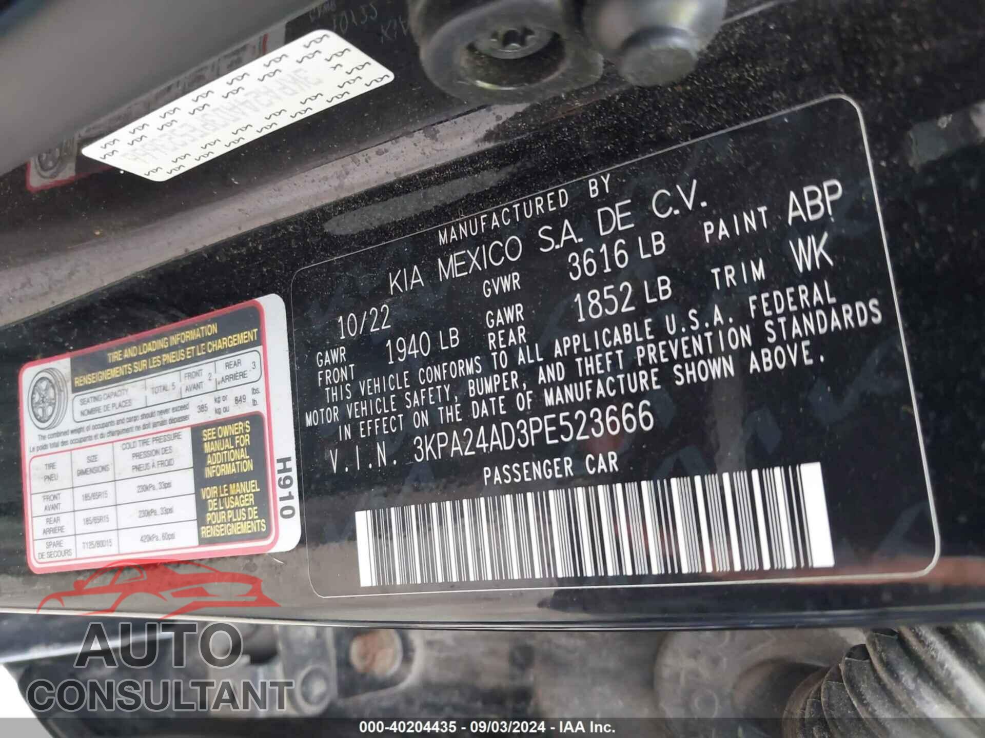 KIA RIO 2023 - 3KPA24AD3PE523666