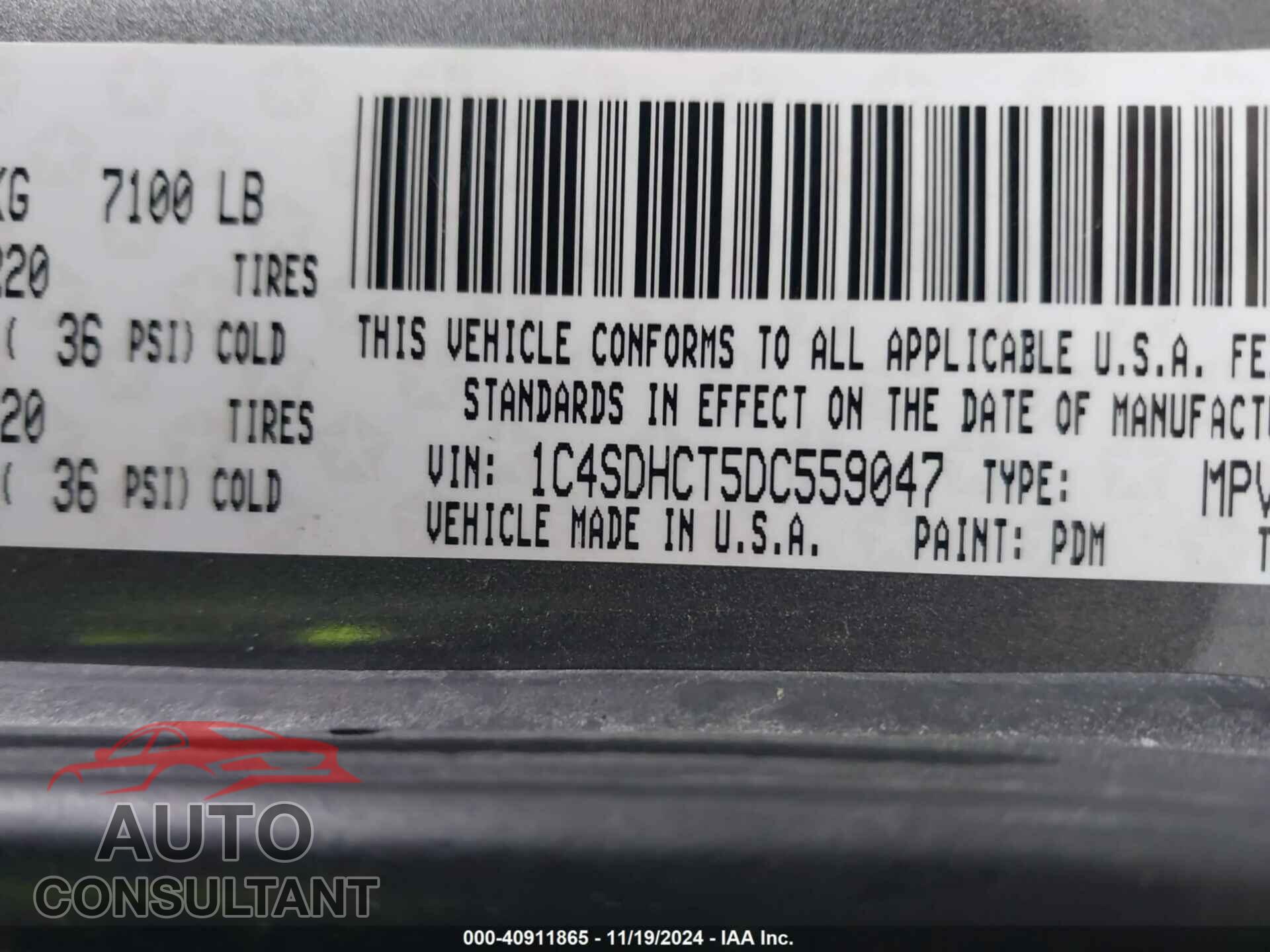 DODGE DURANGO 2013 - 1C4SDHCT5DC559047