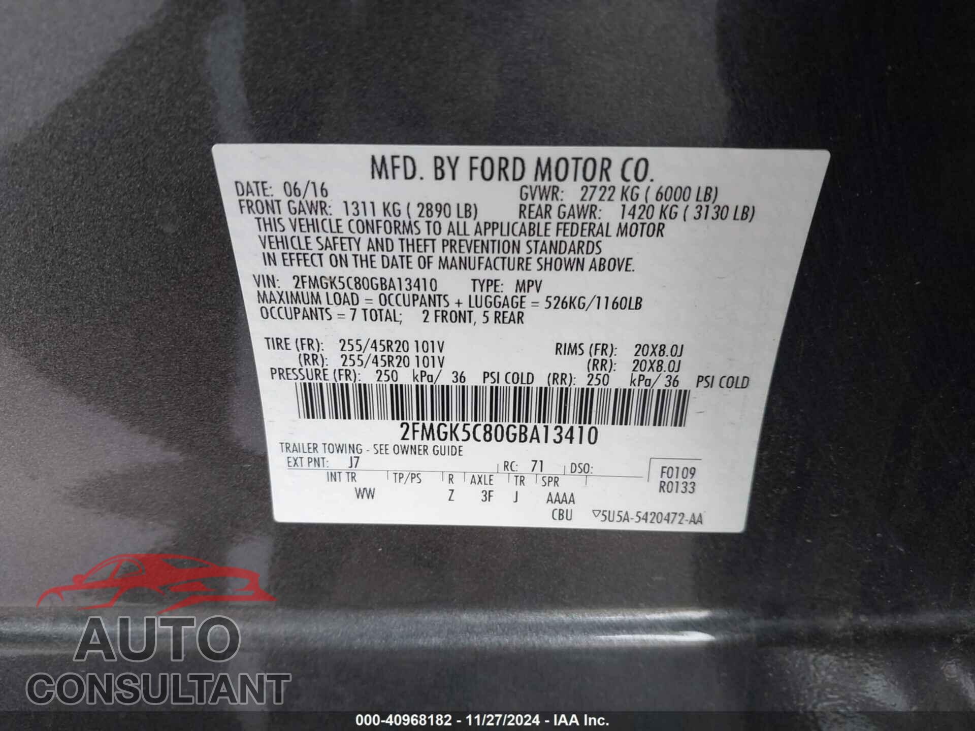 FORD FLEX 2016 - 2FMGK5C80GBA13410