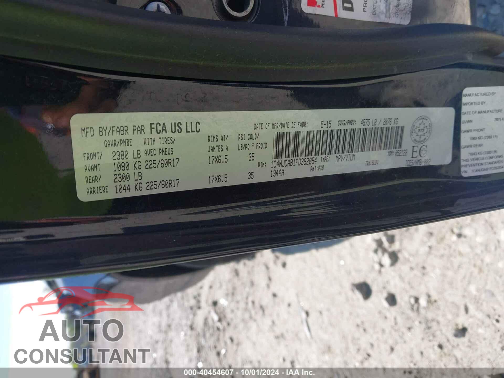 JEEP COMPASS 2015 - 1C4NJDAB1FD392854