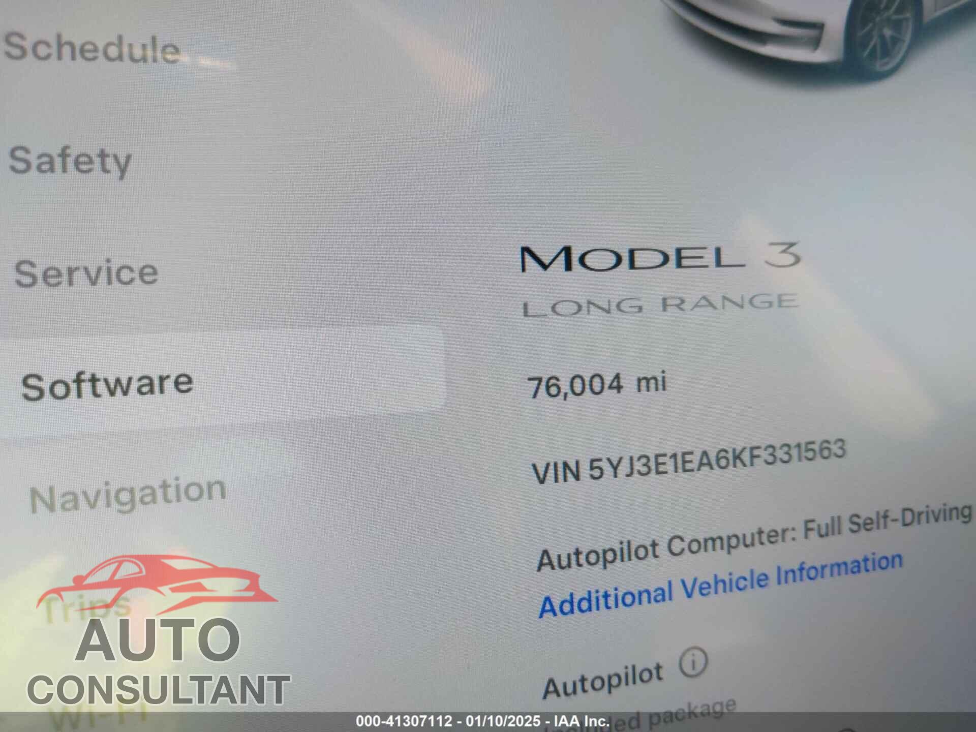 TESLA MODEL 3 2019 - 5YJ3E1EA6KF331563