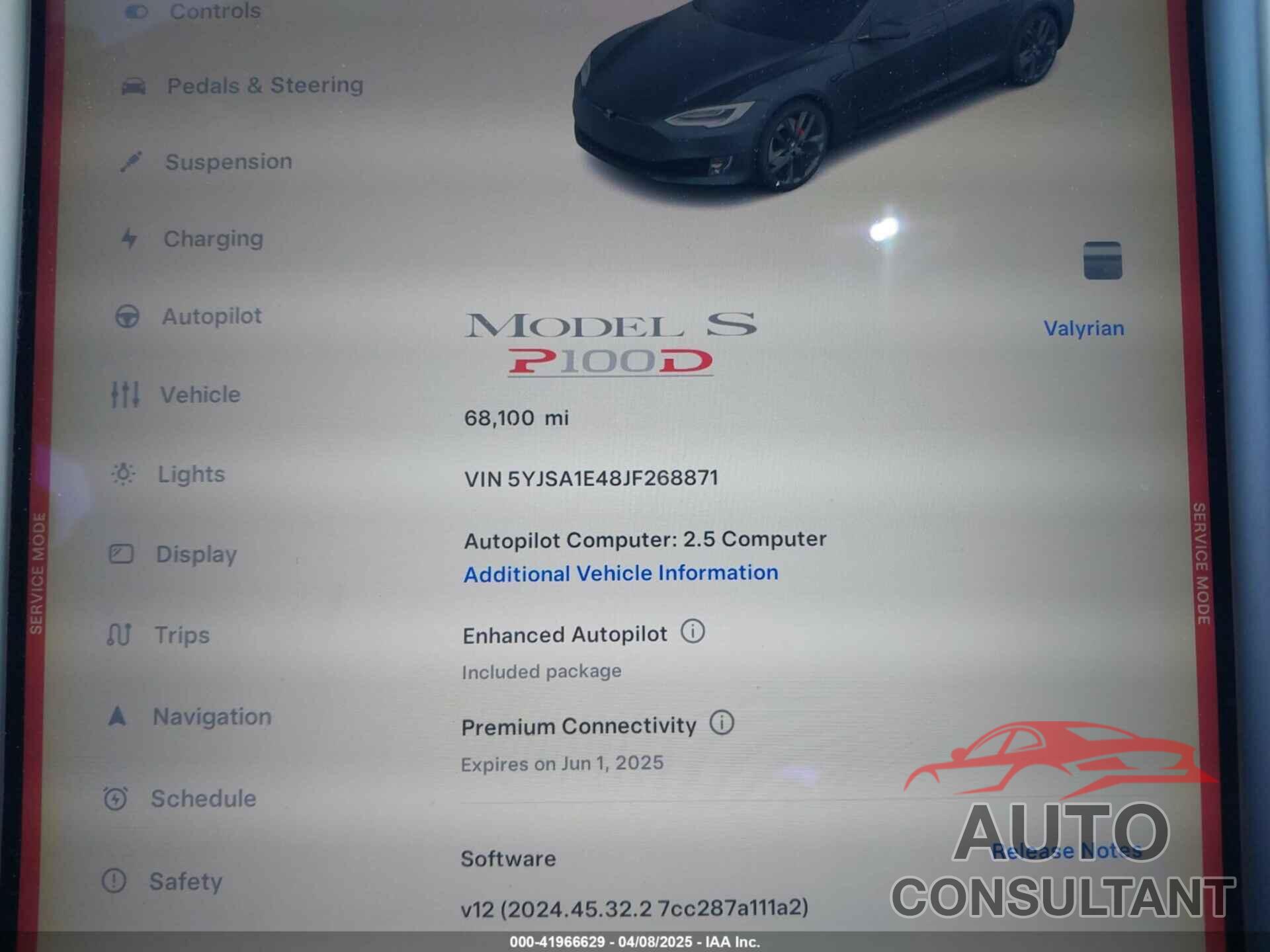 TESLA MODEL S 2018 - 5YJSA1E48JF268871