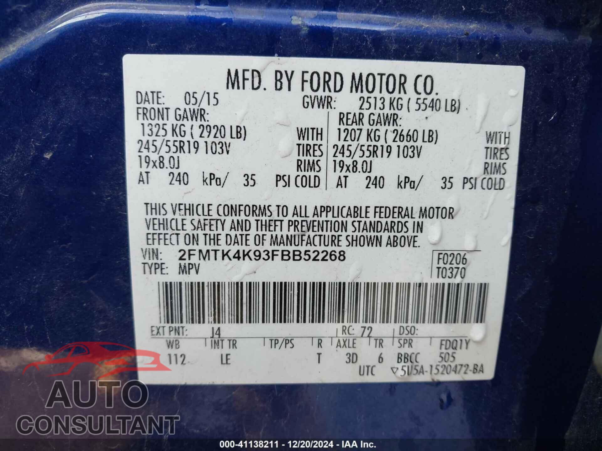 FORD EDGE 2015 - 2FMTK4K93FBB52268