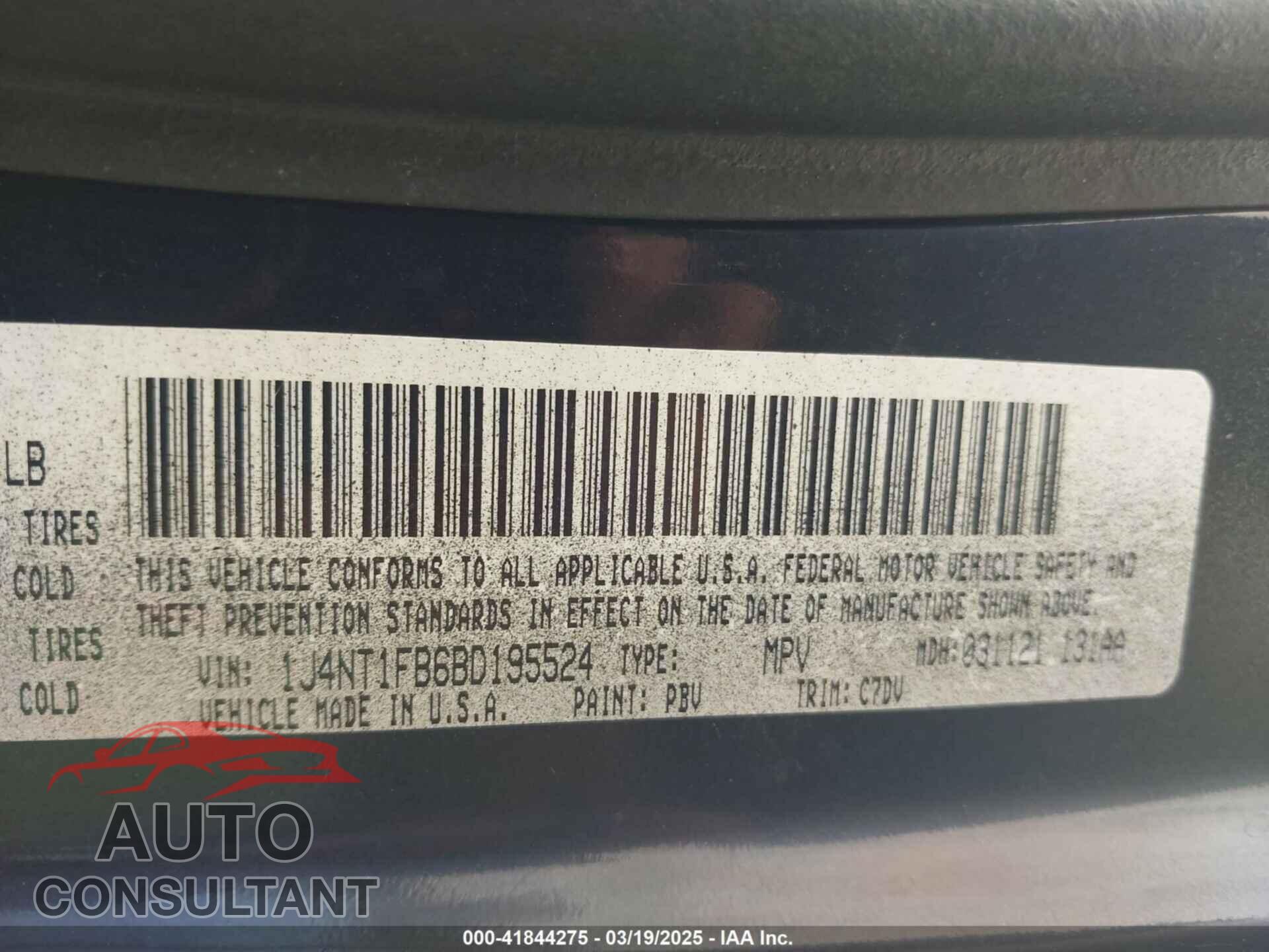 JEEP COMPASS 2011 - 1J4NT1FB6BD195524