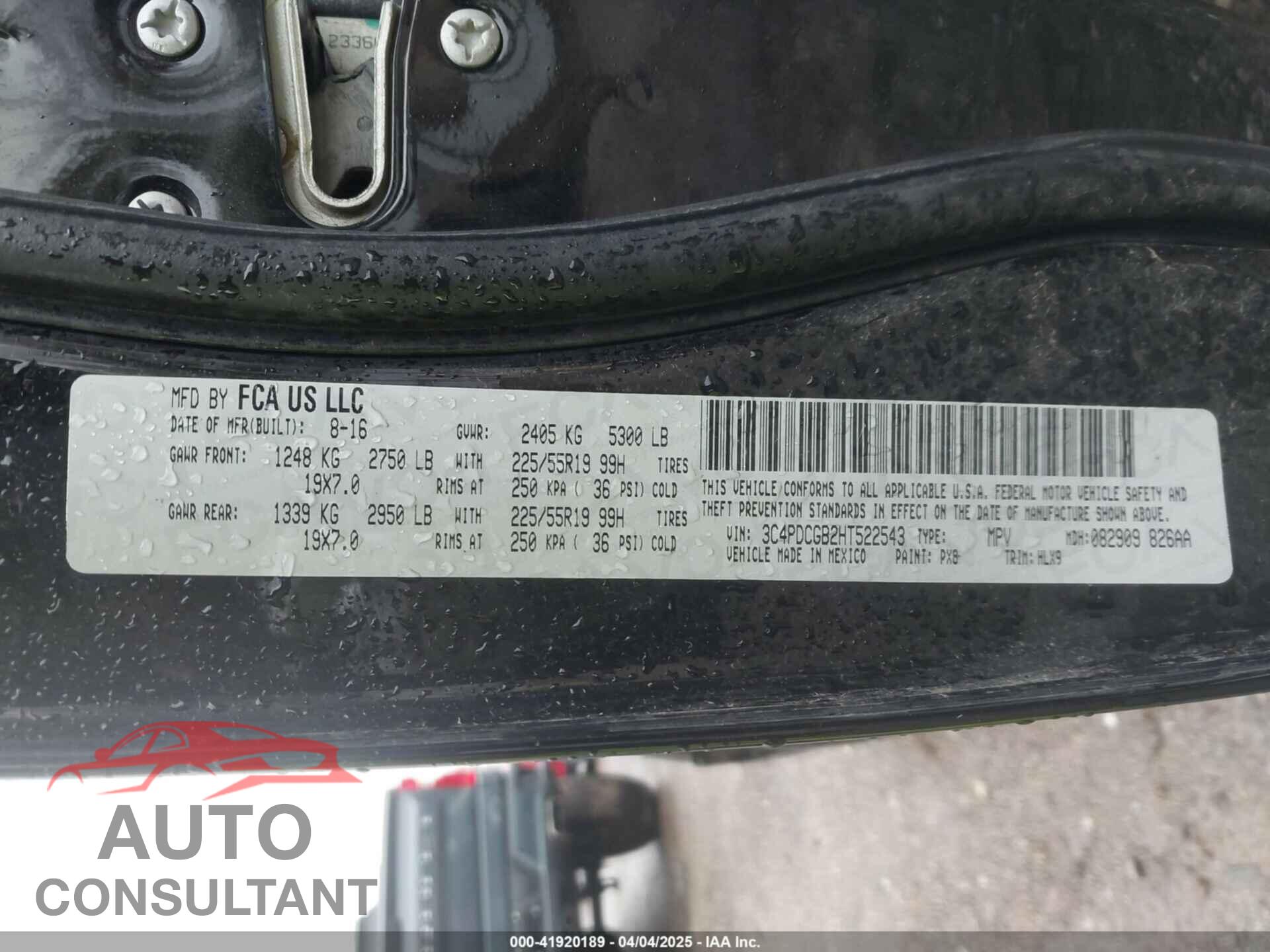 DODGE JOURNEY 2017 - 3C4PDCGB2HT522543