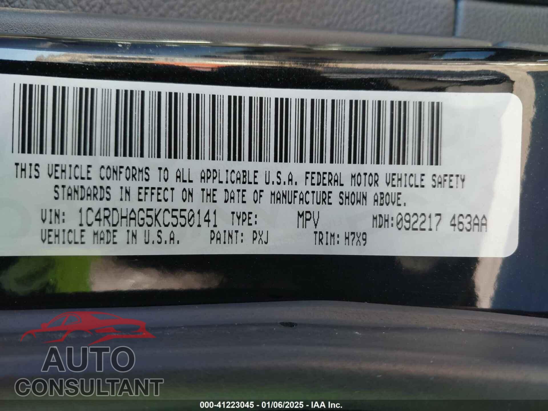 DODGE DURANGO 2019 - 1C4RDHAG5KC550141