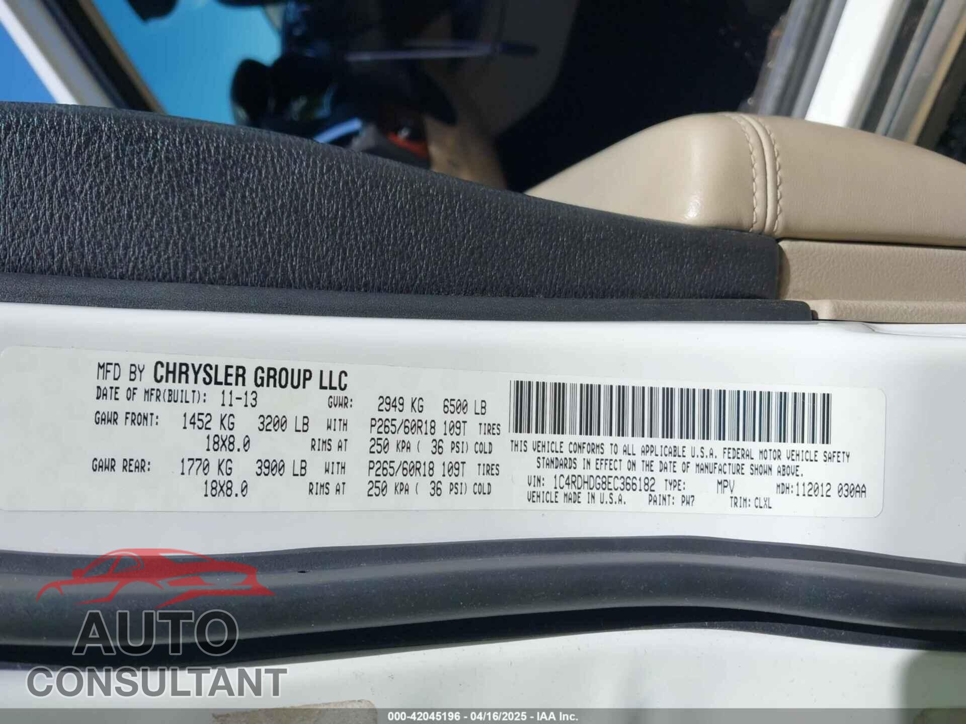 DODGE DURANGO 2014 - 1C4RDHDG8EC366182