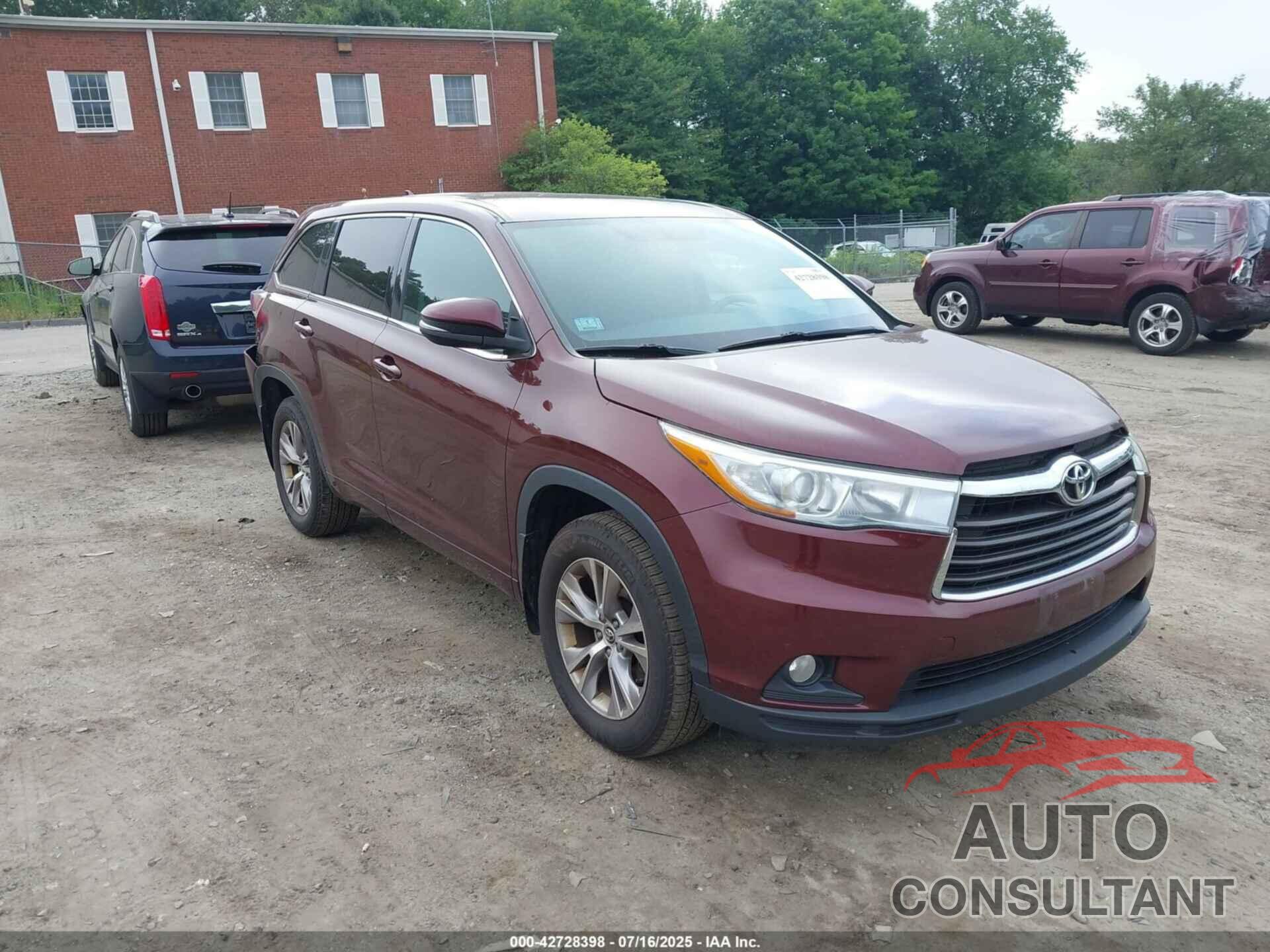 TOYOTA HIGHLANDER 2016 - 5TDBKRFH1GS248737