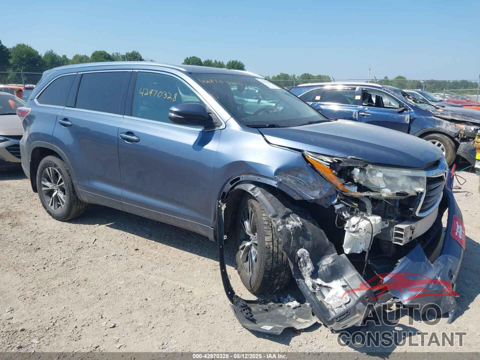 TOYOTA HIGHLANDER 2016 - 5TDJKRFHXGS506152