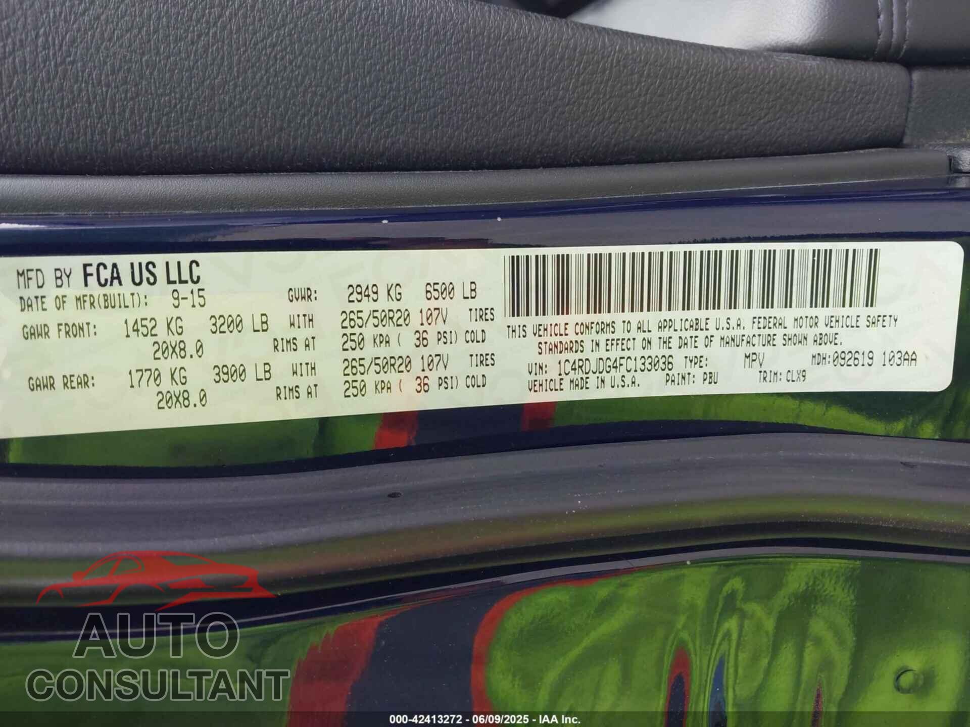 DODGE DURANGO 2015 - 1C4RDJDG4FC133036