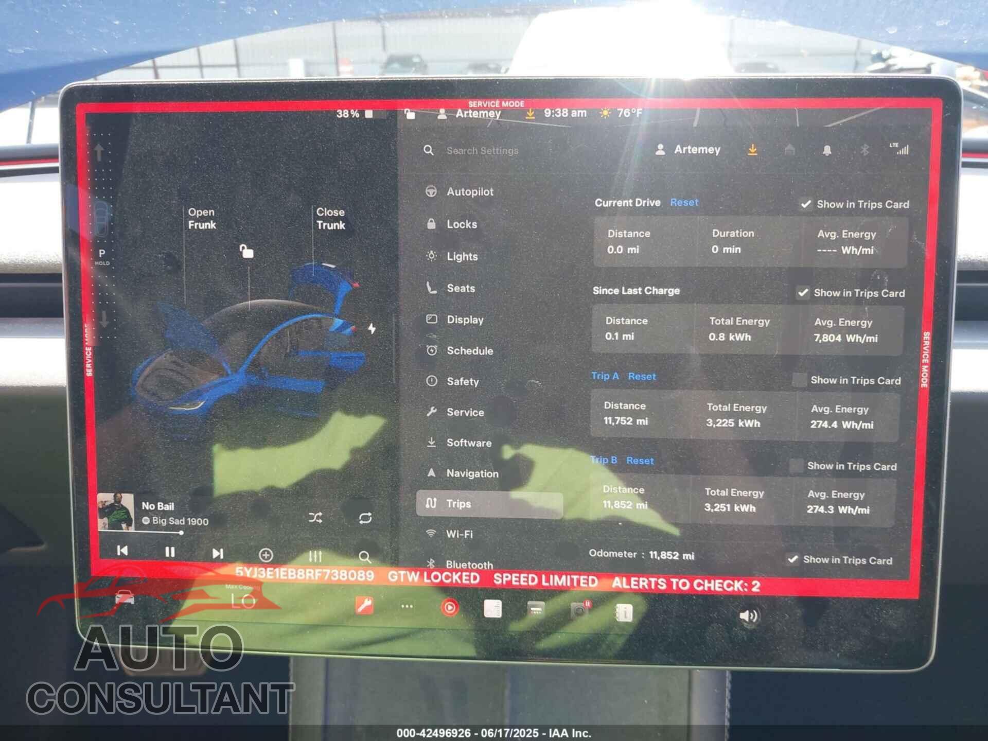 TESLA MODEL 3 2024 - 5YJ3E1EB8RF738089