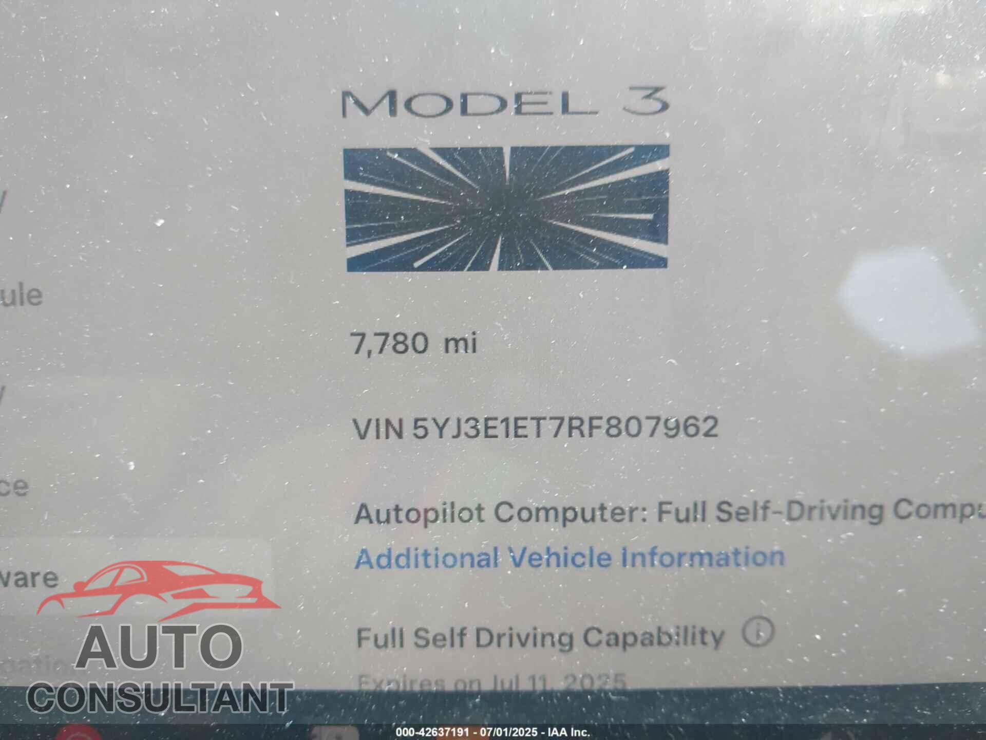 TESLA MODEL 3 2024 - 5YJ3E1ET7RF807962