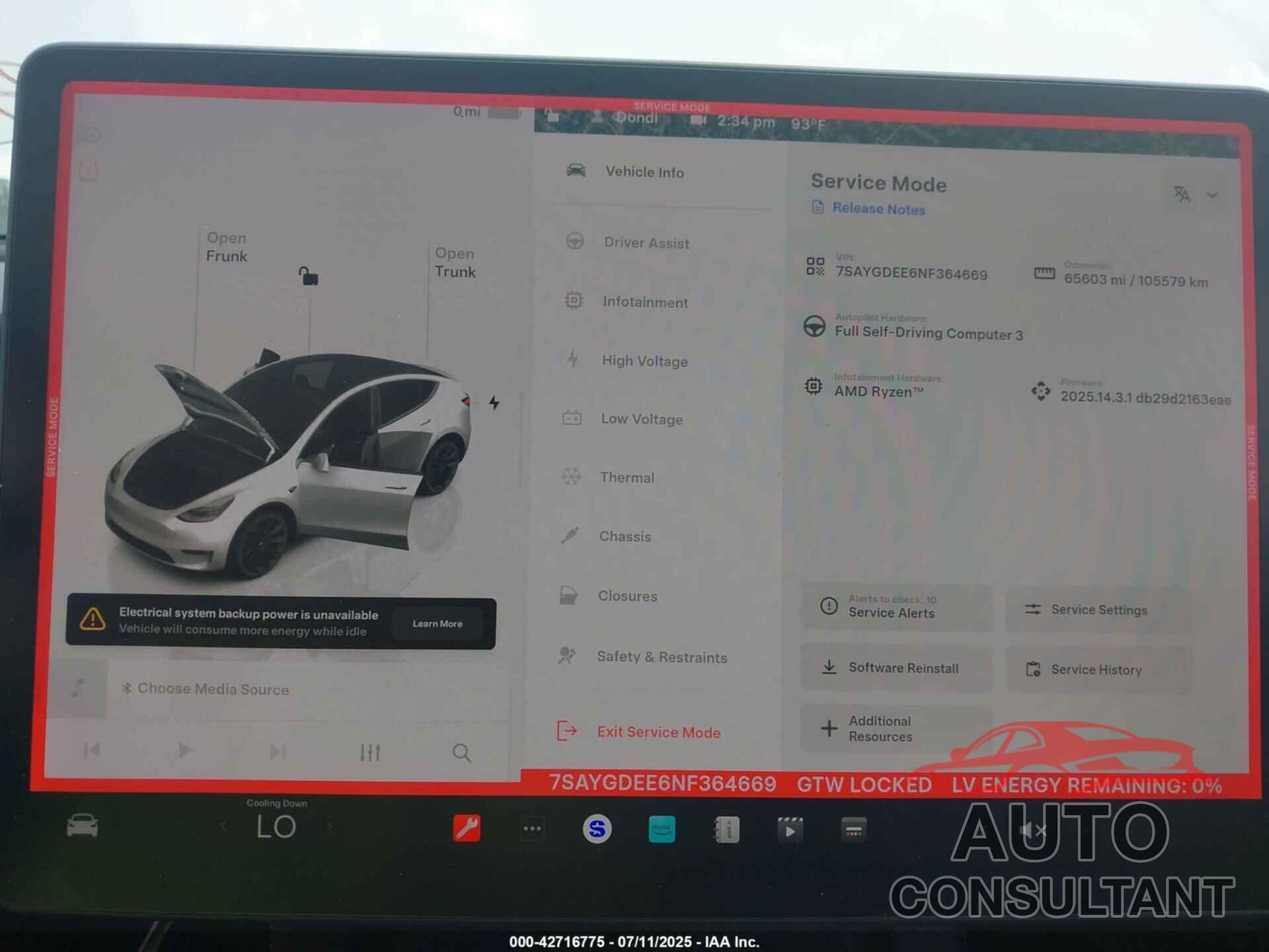 TESLA MODEL Y 2022 - 7SAYGDEE6NF364669
