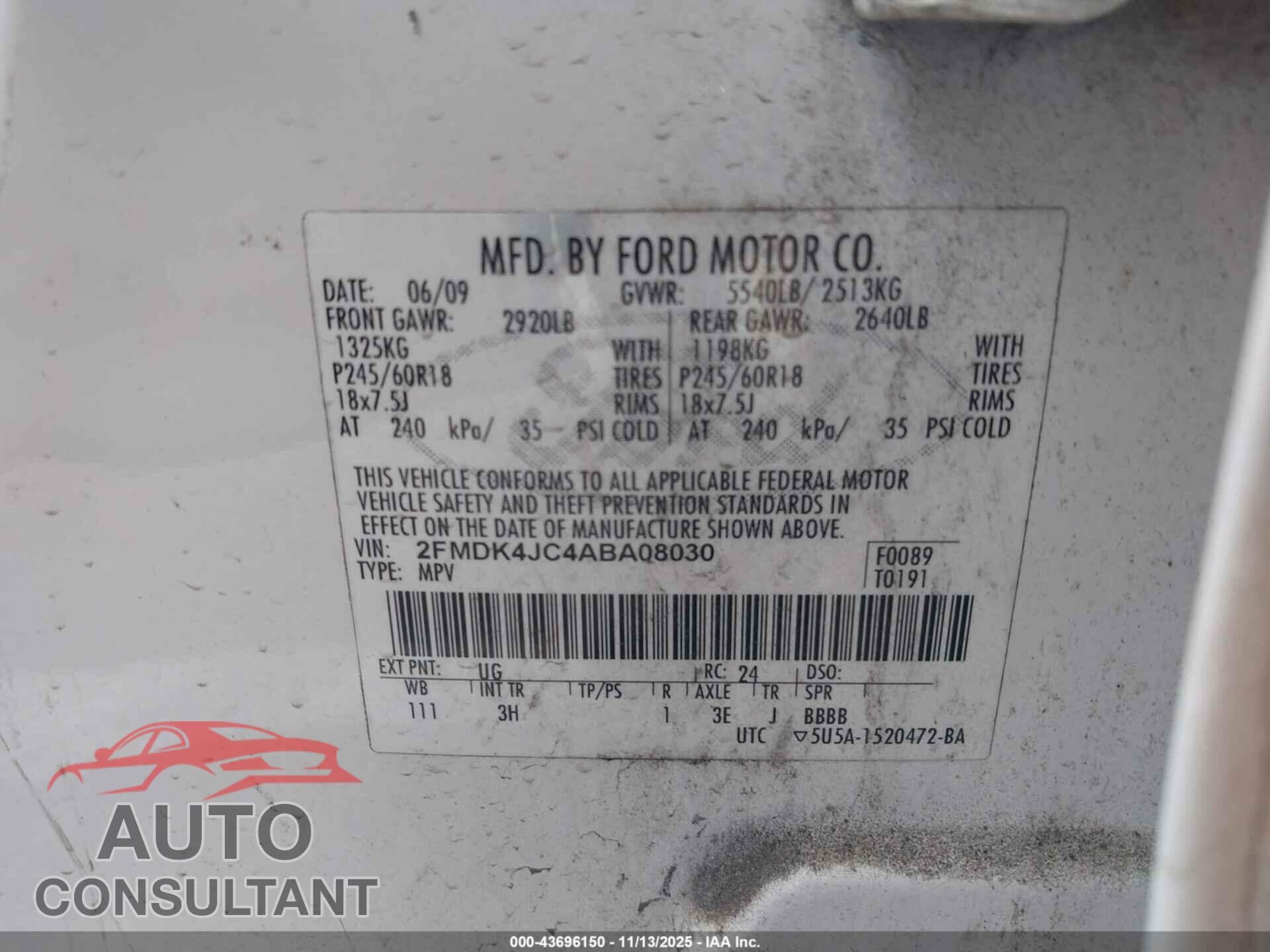 FORD EDGE 2010 - 2FMDK4JC4ABA08030