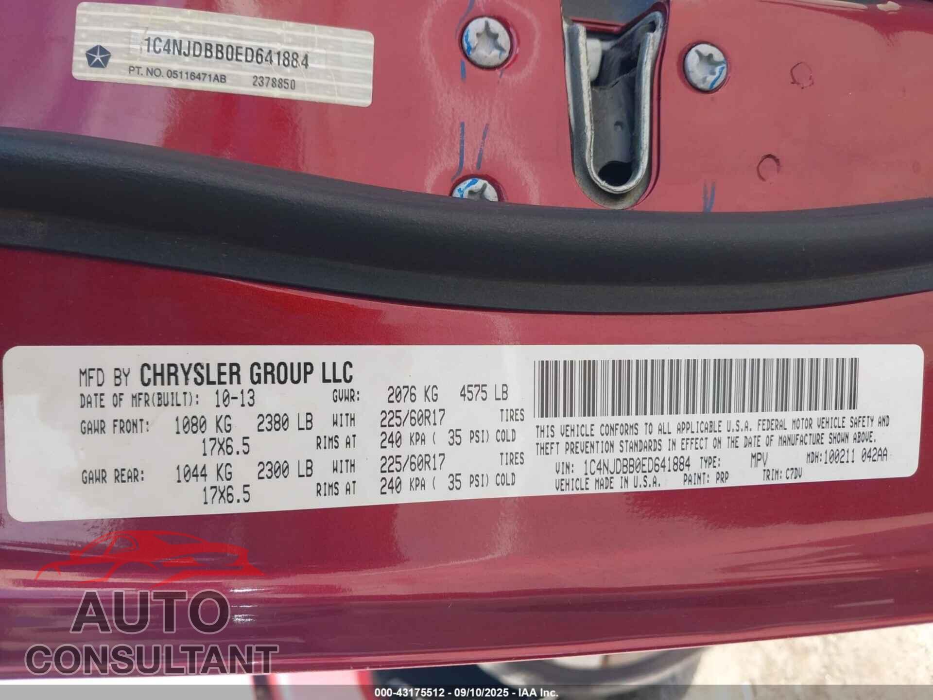 JEEP COMPASS 2014 - 1C4NJDBB0ED641884