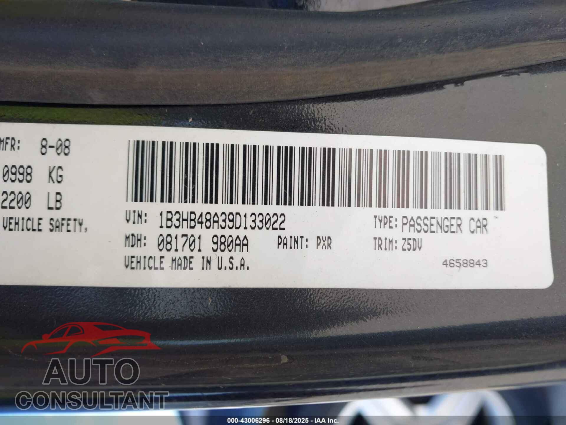 DODGE CALIBER 2009 - 1B3HB48A39D133022