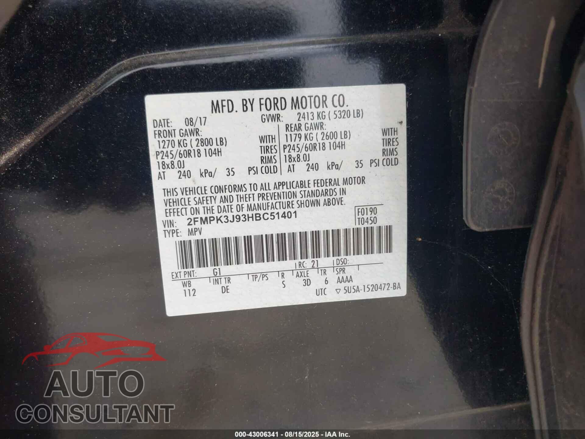 FORD EDGE 2017 - 2FMPK3J93HBC51401