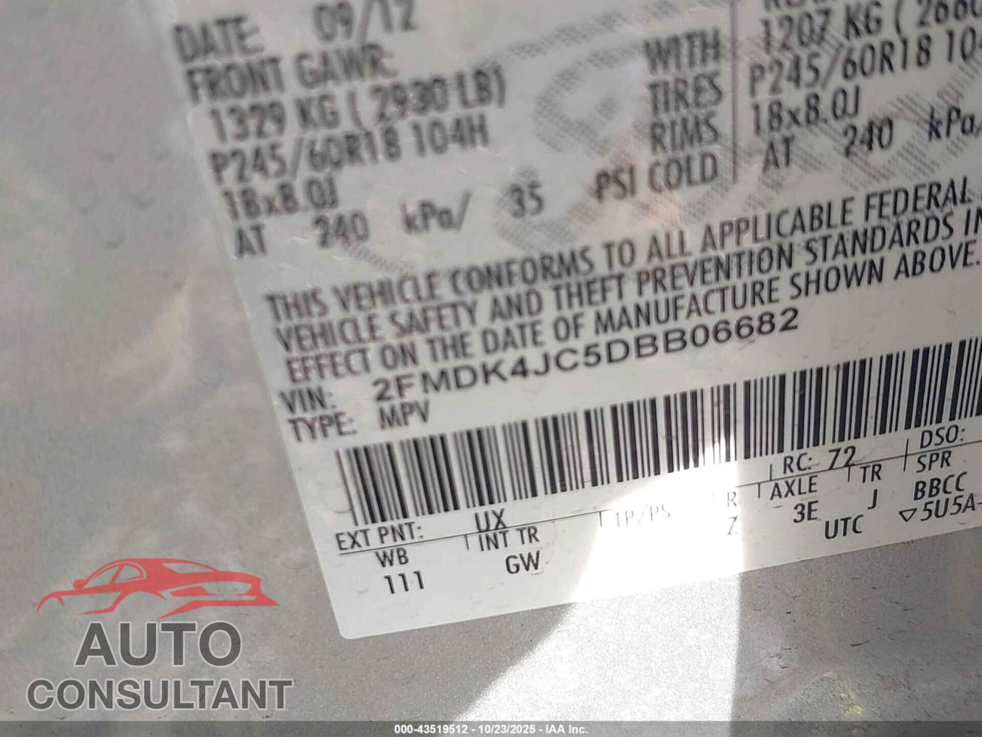 FORD EDGE 2013 - 2FMDK4JC5DBB06682