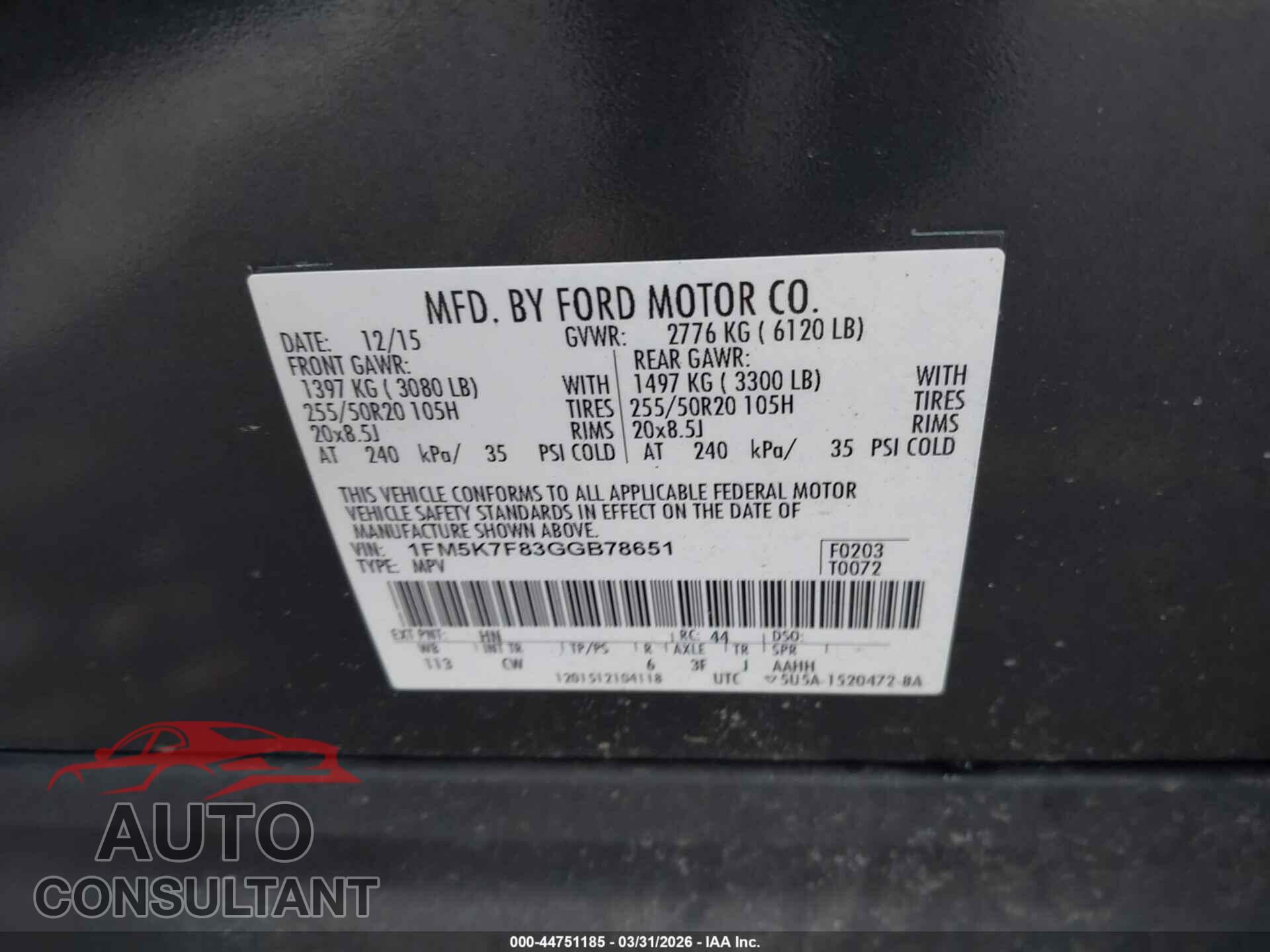 FORD EXPLORER 2016 - 1FM5K7F83GGB78651