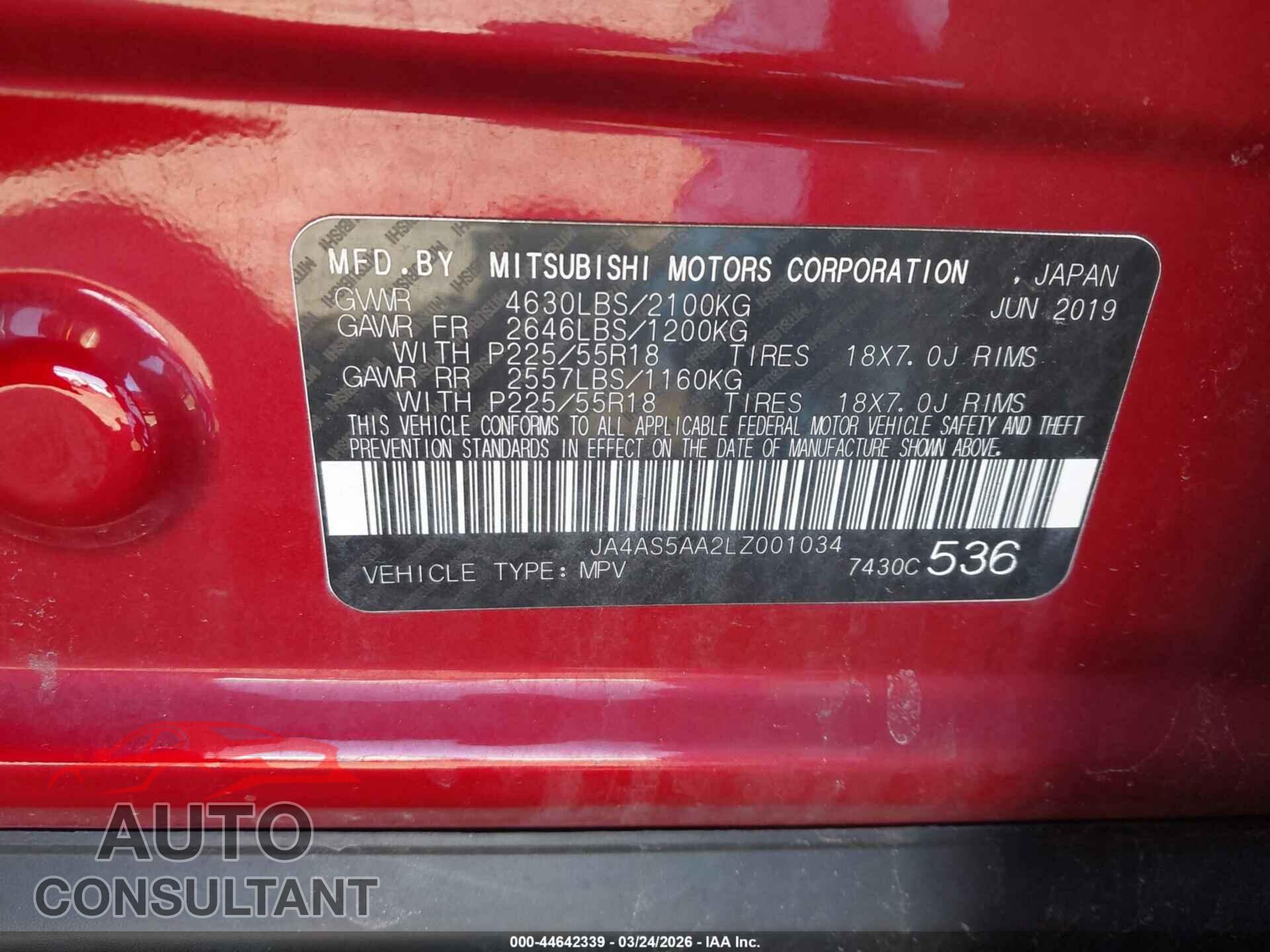 MITSUBISHI ECLIPSE CROSS 2020 - JA4AS5AA2LZ001034