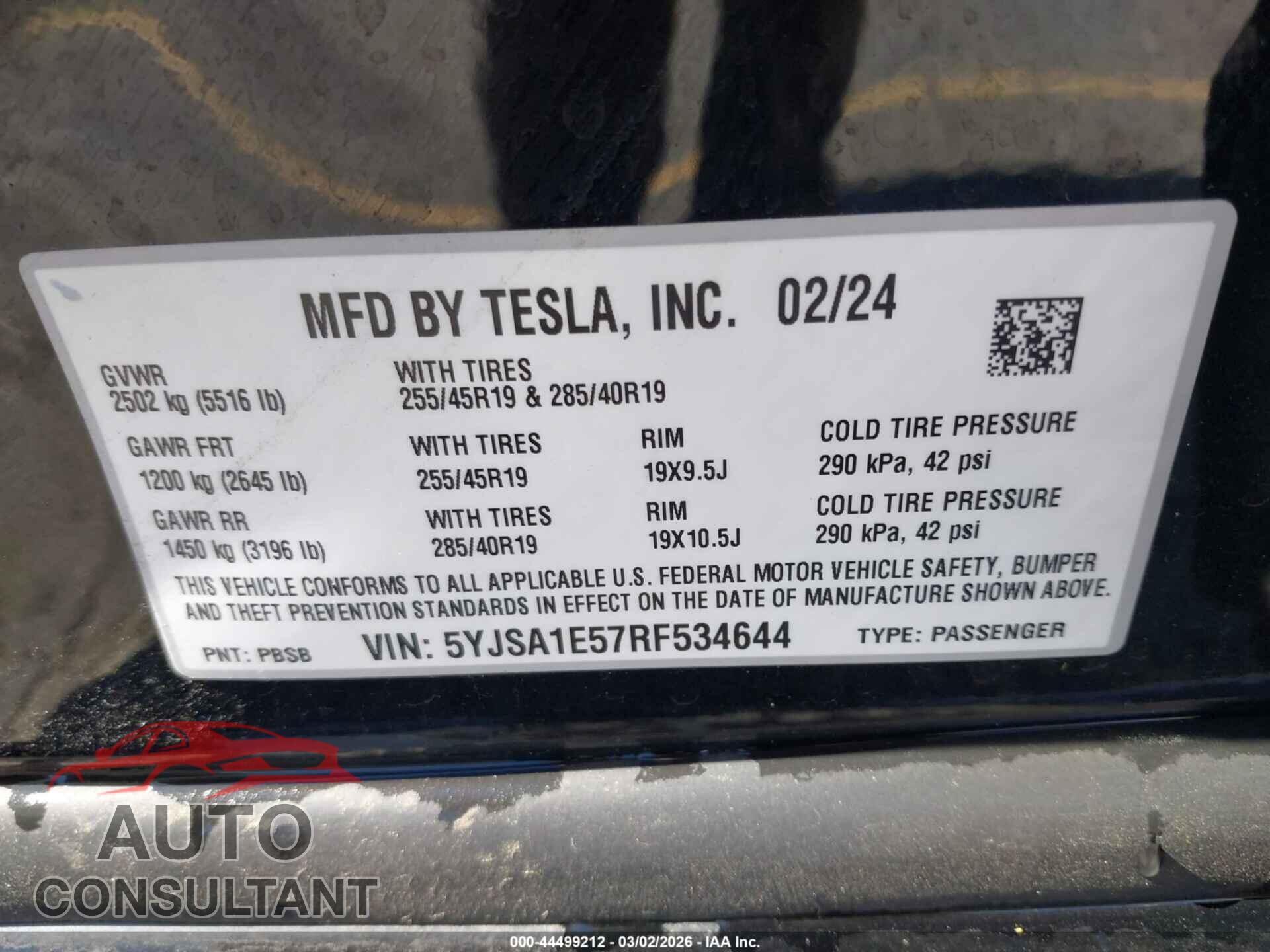 TESLA MODEL S 2024 - 5YJSA1E57RF534644