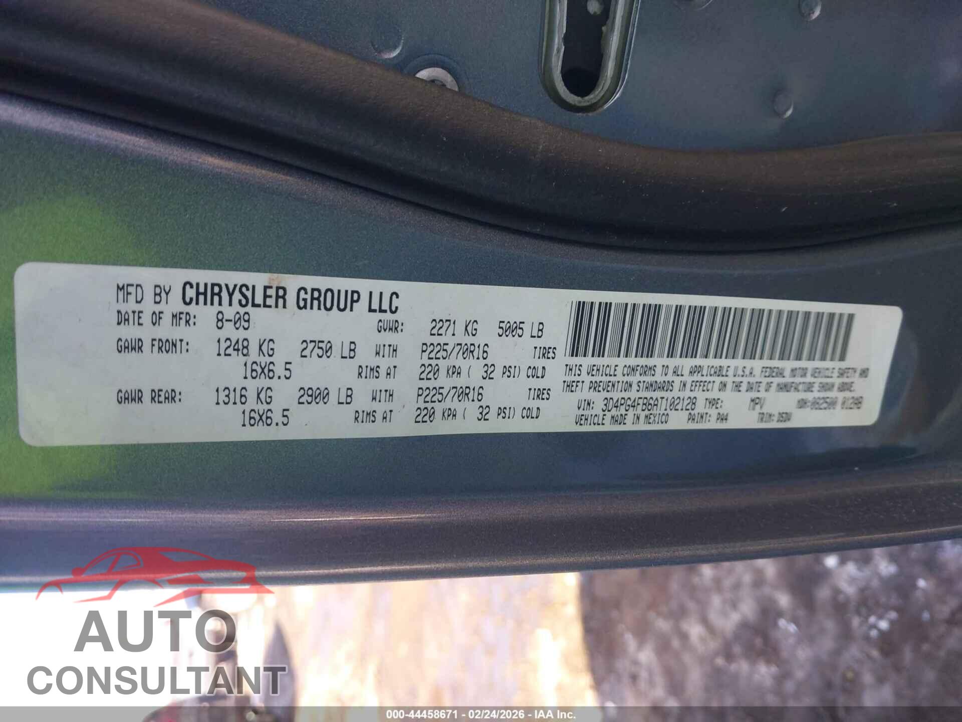 DODGE JOURNEY 2010 - 3D4PG4FB6AT102128