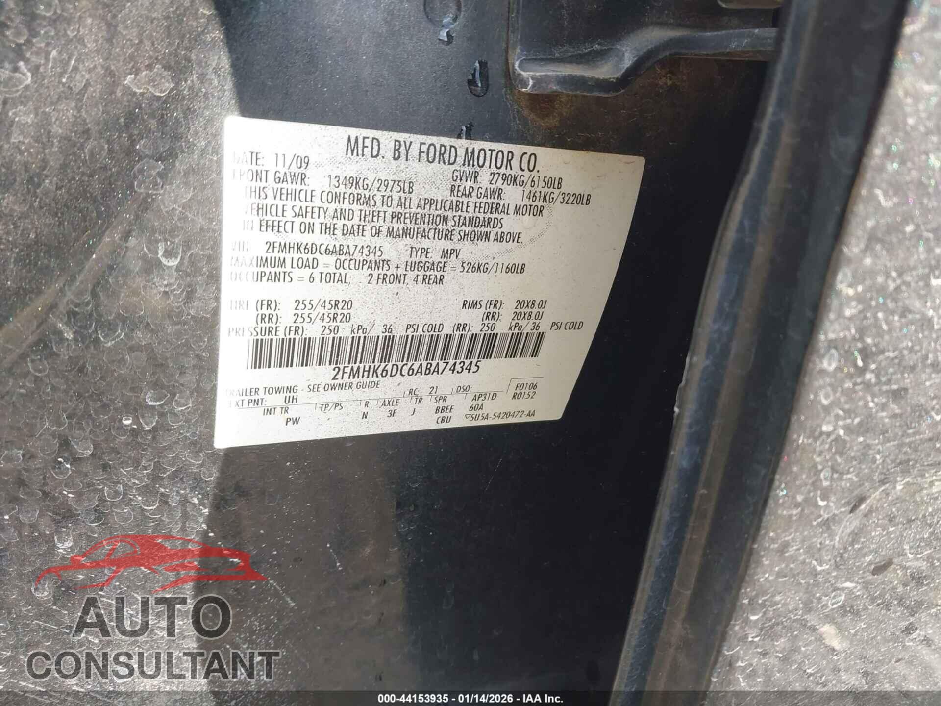 FORD FLEX 2010 - 2FMHK6DC6ABA74345