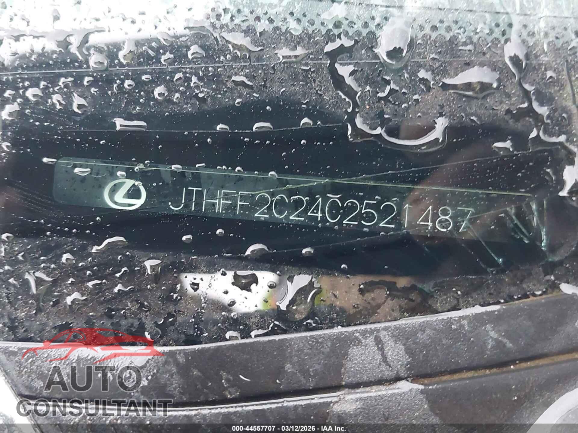 LEXUS IS 250C 2012 - JTHFF2C24C2521487