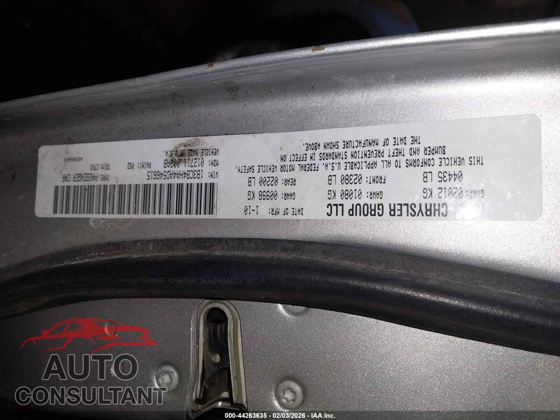 DODGE CALIBER 2010 - 1B3CB4HA4AD546615