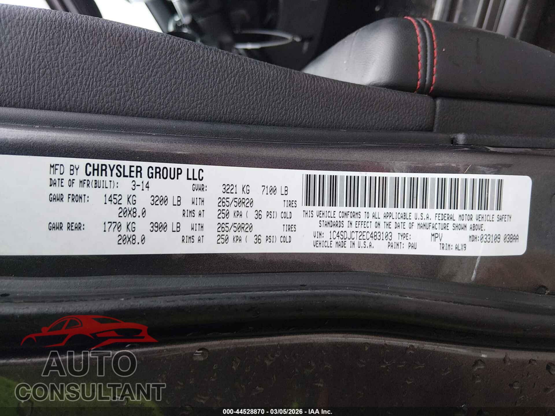 DODGE DURANGO 2014 - 1C4SDJCT2EC483103