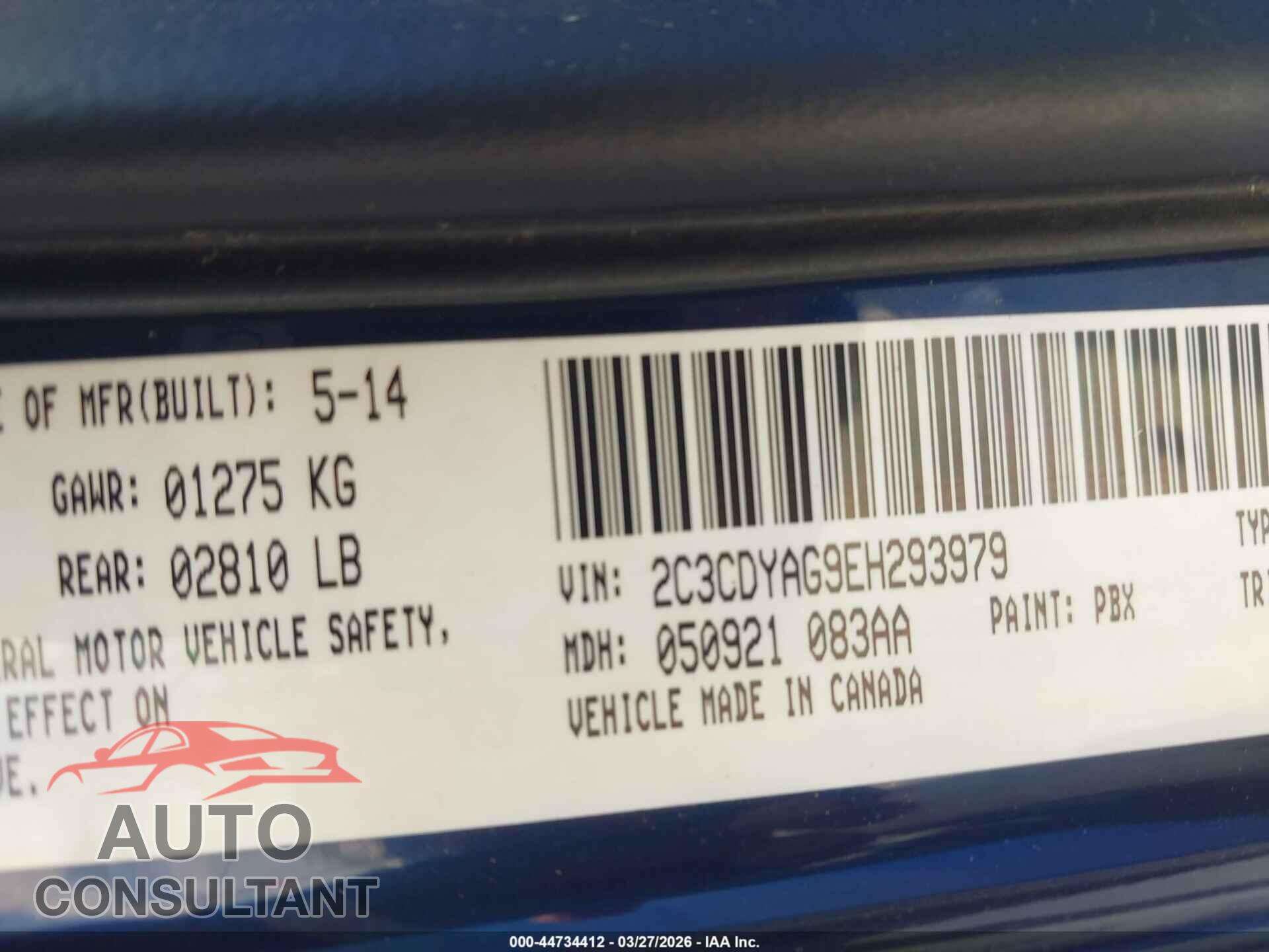 DODGE CHALLENGER 2014 - 2C3CDYAG9EH293979