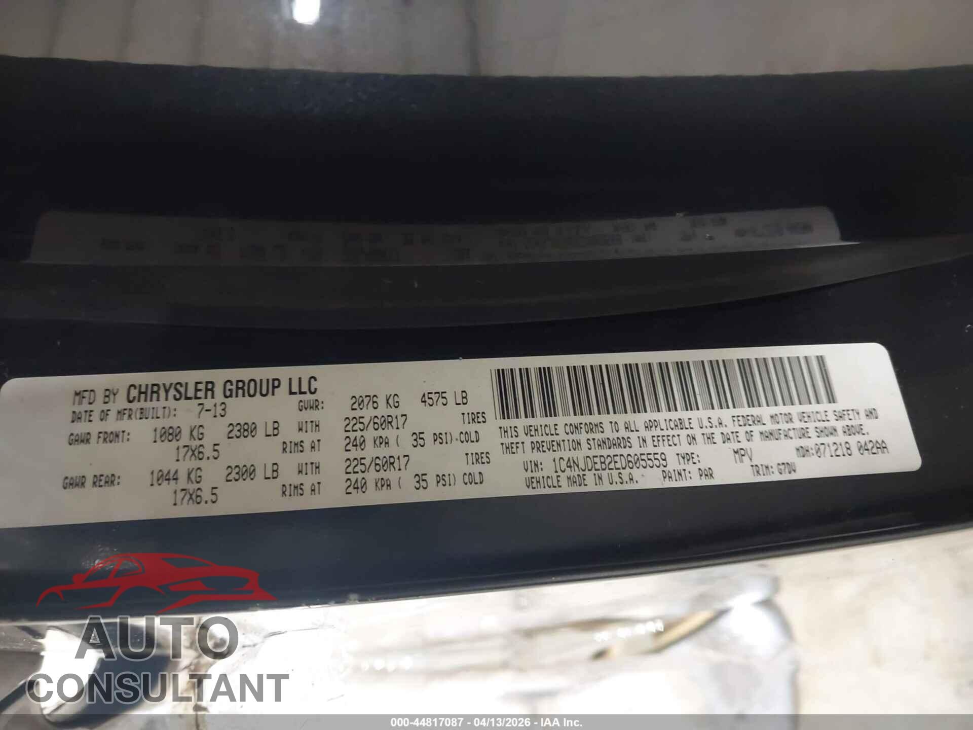 JEEP COMPASS 2014 - 1C4NJDEB2ED605559