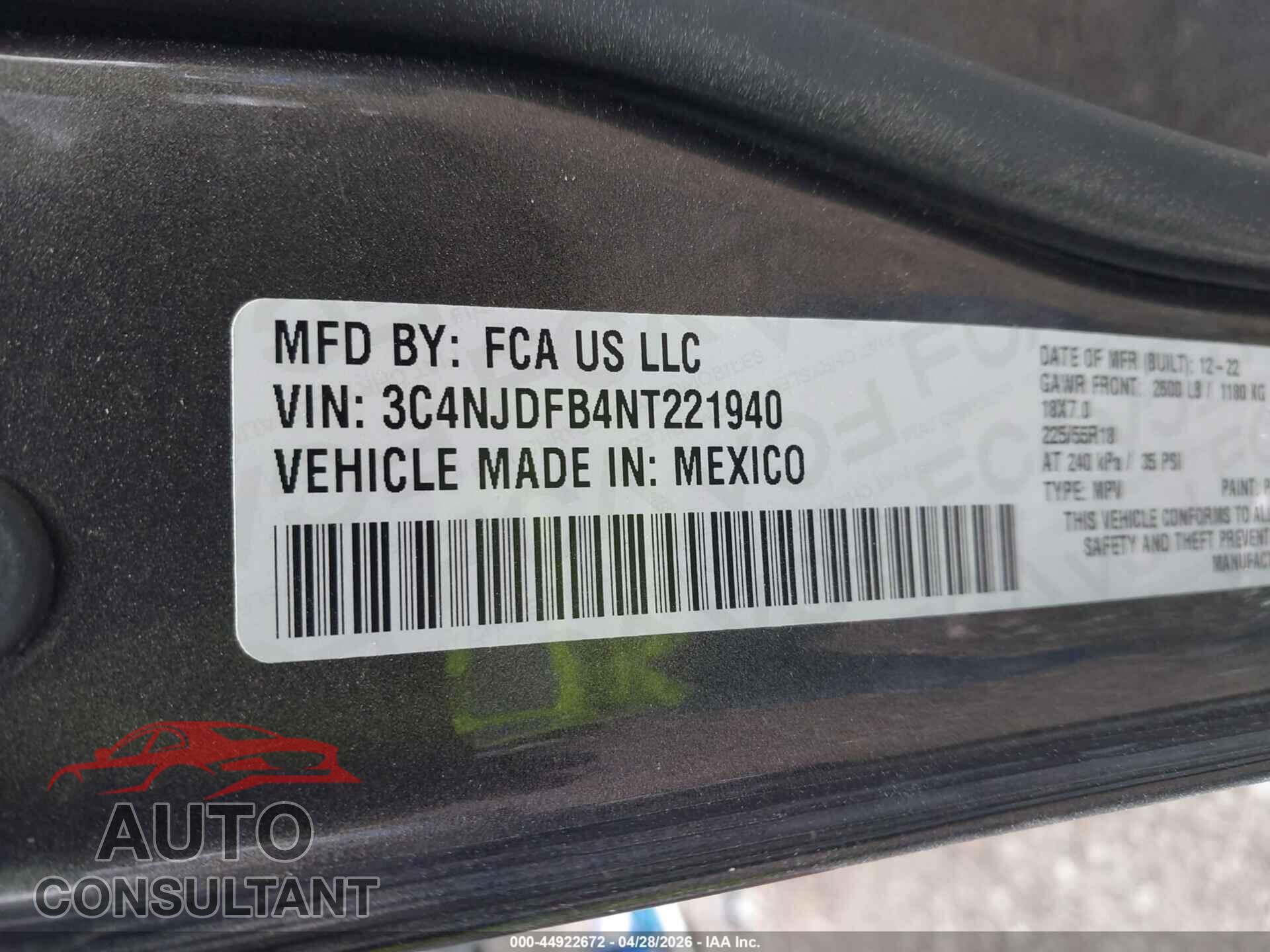 JEEP COMPASS 2022 - 3C4NJDFB4NT221940