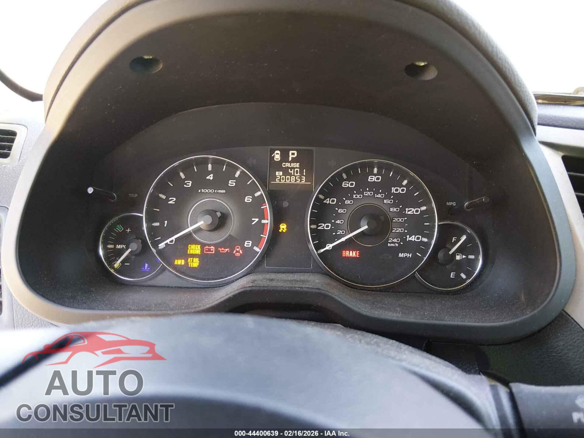 SUBARU OUTBACK 2011 - 4S4BRBCC2B3395506