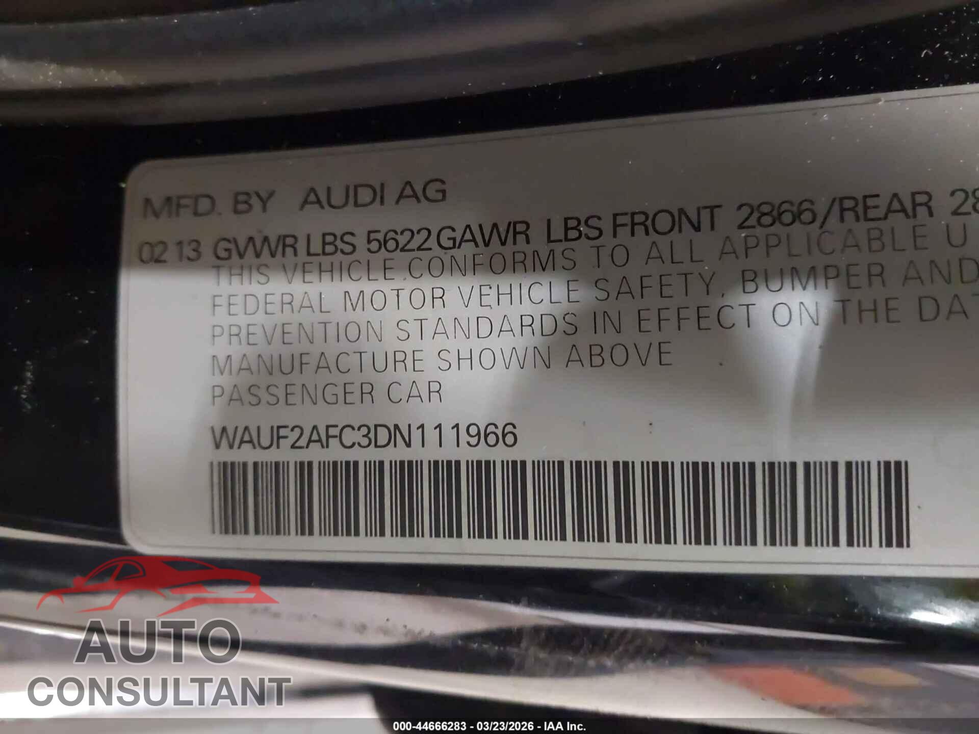 AUDI S6 2013 - WAUF2AFC3DN111966