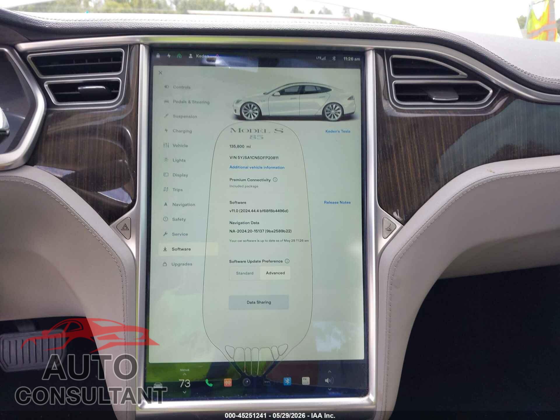 TESLA MODEL S 2013 - 5YJSA1CN5DFP20811