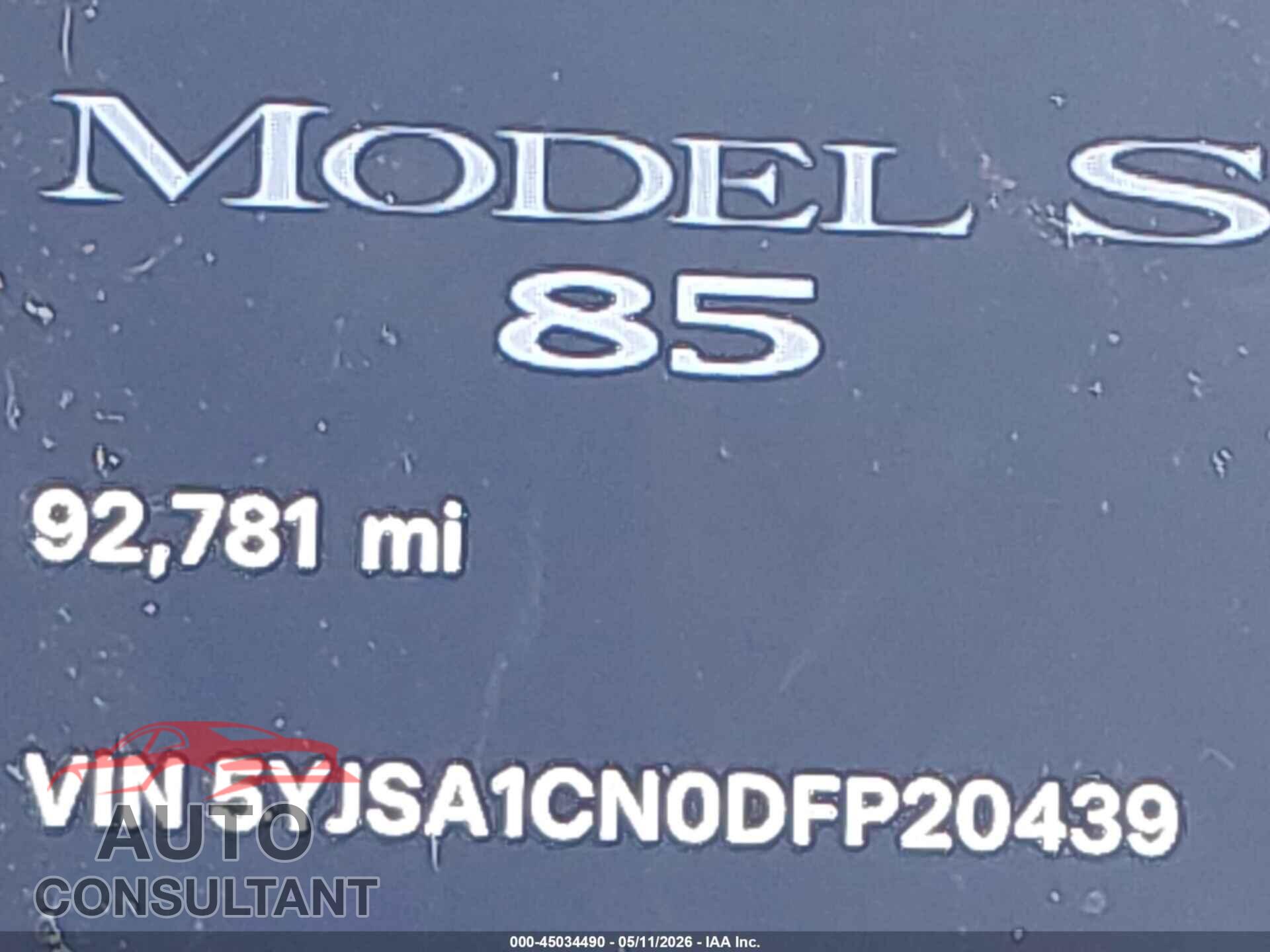 TESLA MODEL S 2013 - 5YJSA1CN0DFP20439