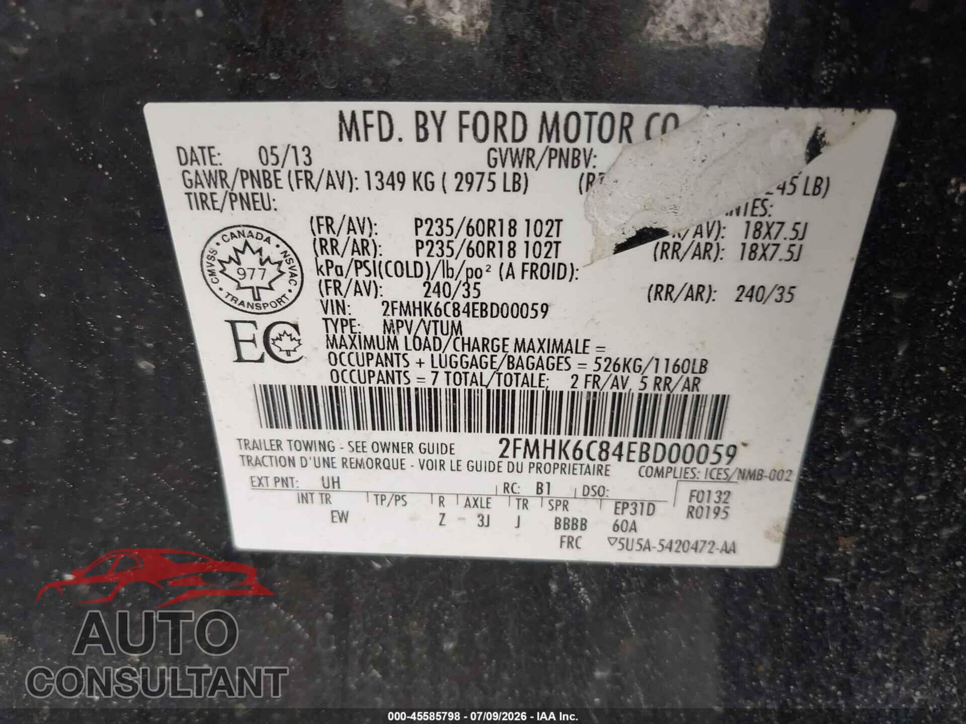 FORD FLEX 2014 - 2FMHK6C84EBD00059