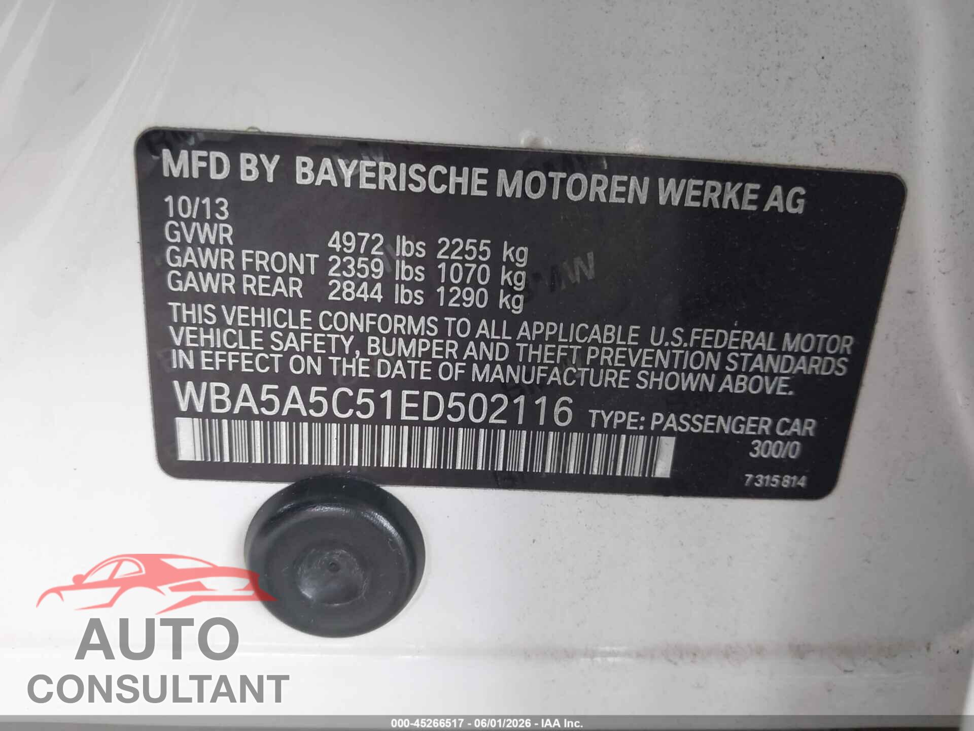 BMW 528I 2014 - WBA5A5C51ED502116