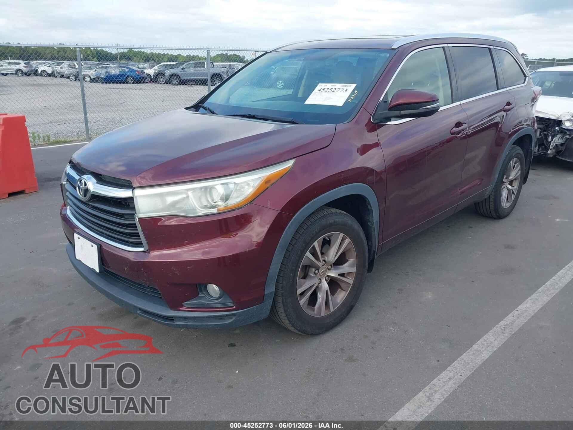 TOYOTA HIGHLANDER 2015 - 5TDJKRFH6FS080703